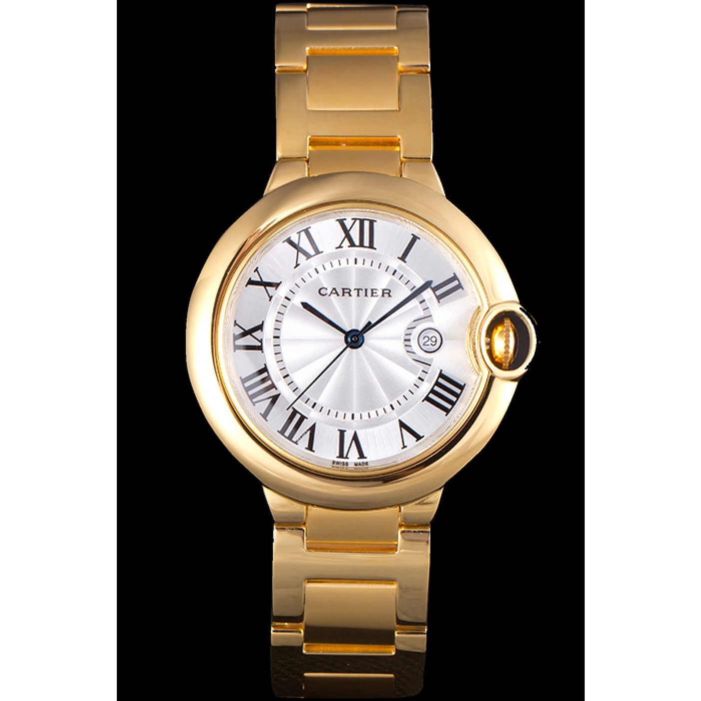 Fake Cartier Ballon Bleu 42mm White Dial Gold Case And Bracelet