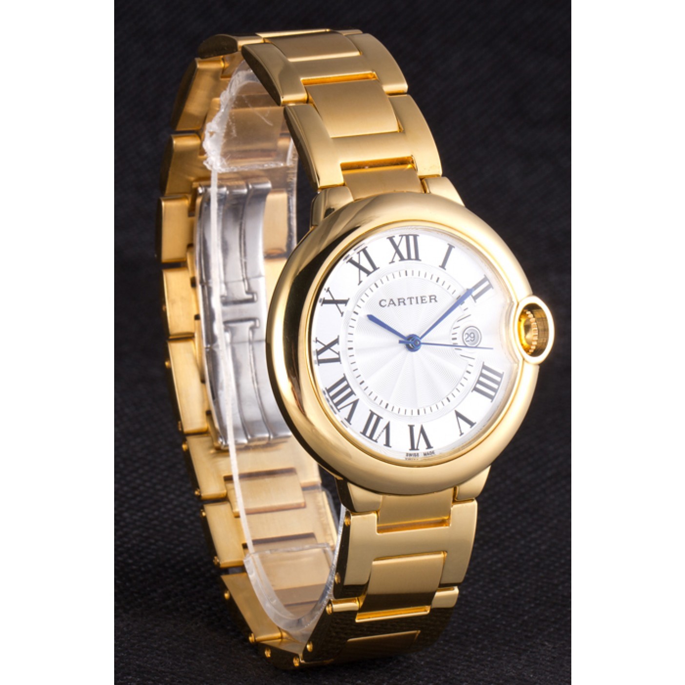 Fake Cartier Ballon Bleu 42mm White Dial Gold Case And Bracelet