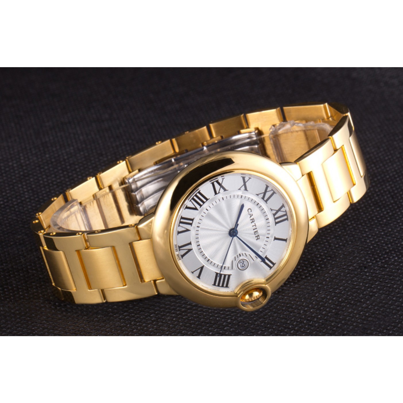 Fake Cartier Ballon Bleu 42mm White Dial Gold Case And Bracelet