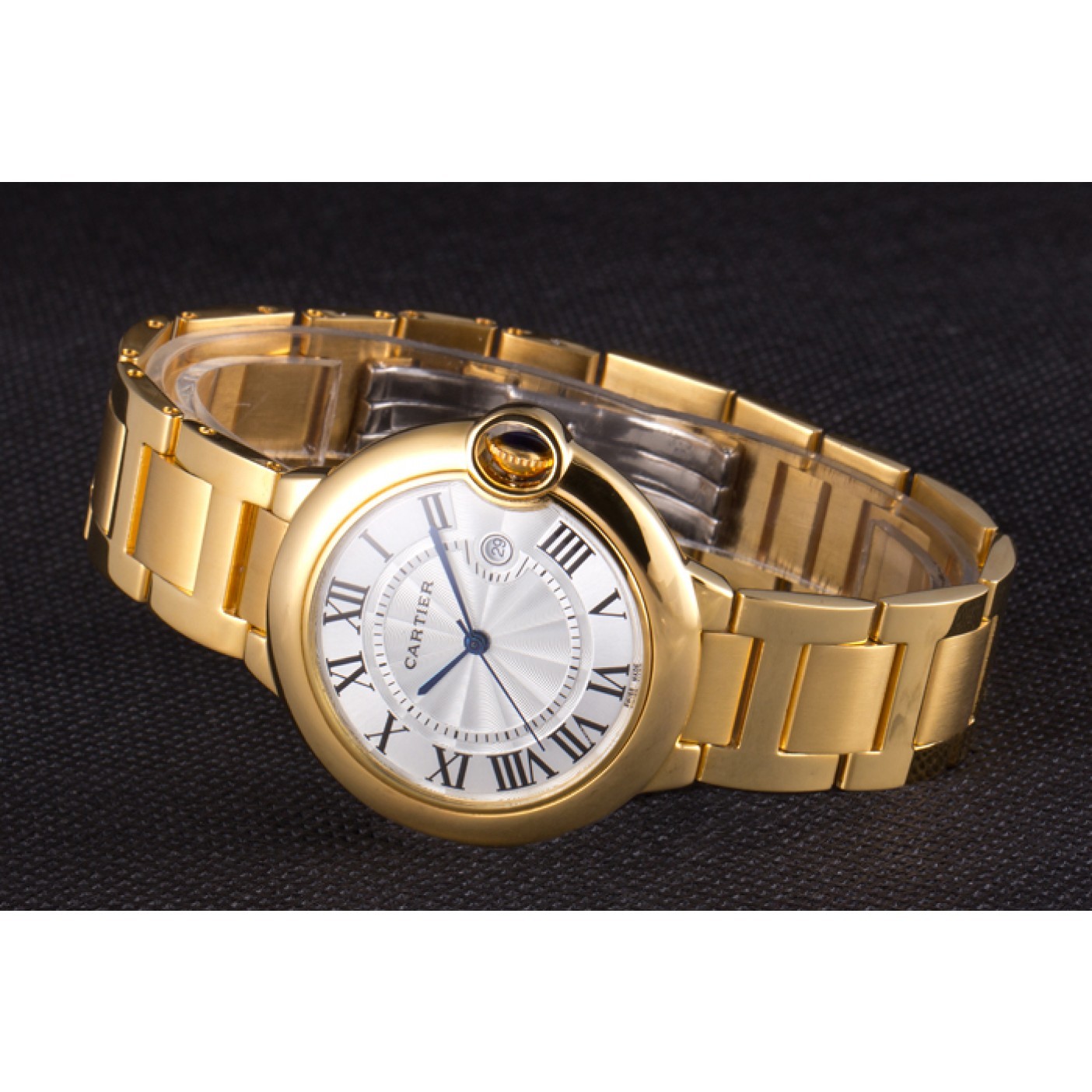 Fake Cartier Ballon Bleu 42mm White Dial Gold Case And Bracelet