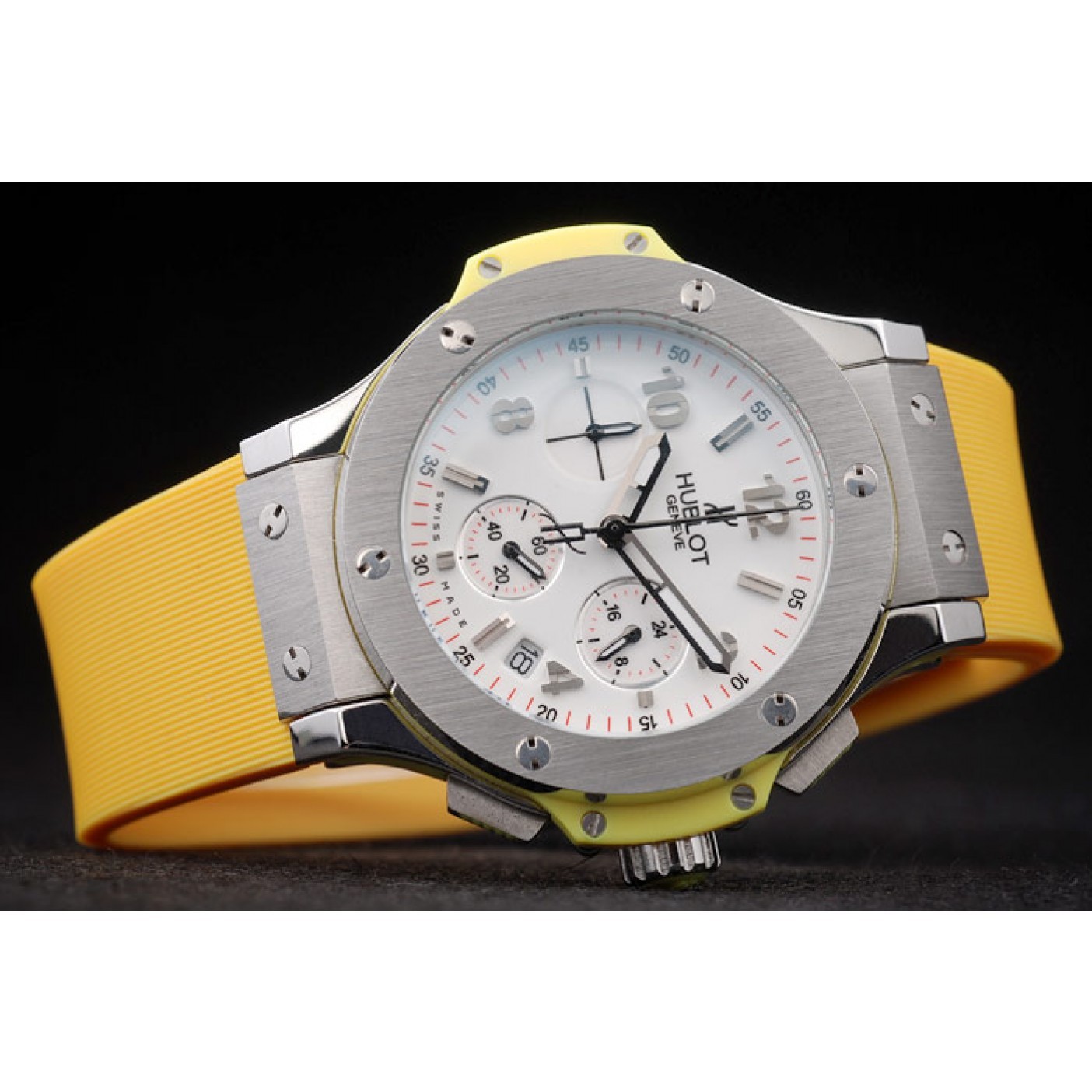 Hublot Big Bang Yellow Strap White Dial Watch 98071