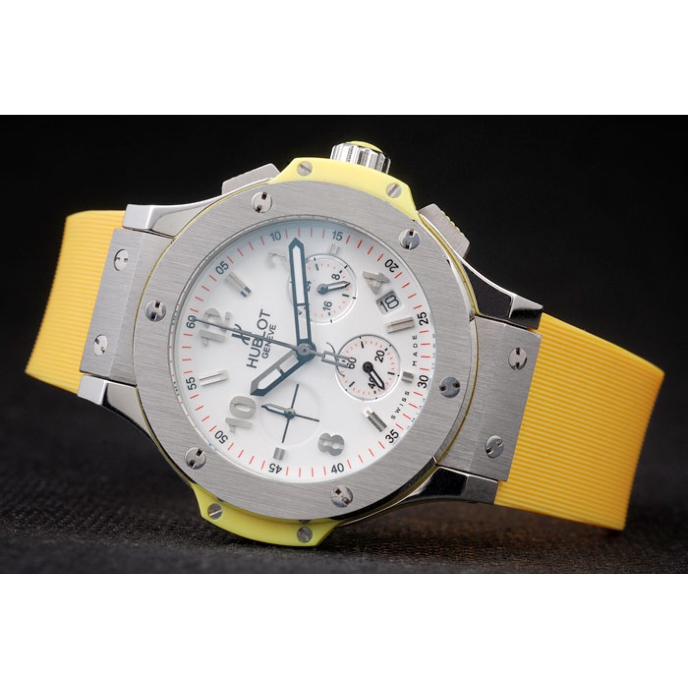 Hublot Big Bang Yellow Strap White Dial Watch 98071