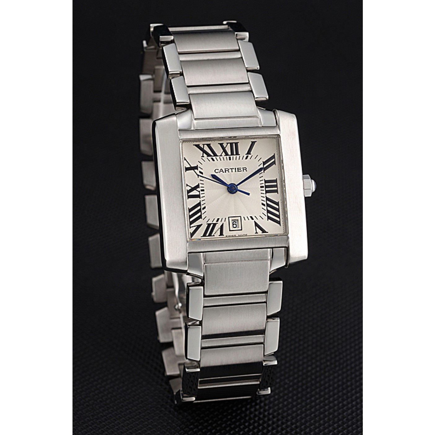 Affordable Swiss Cartier Tank Francaise Steel Case White Dial Roman Numerals Stainless Steel Bracelet 622649