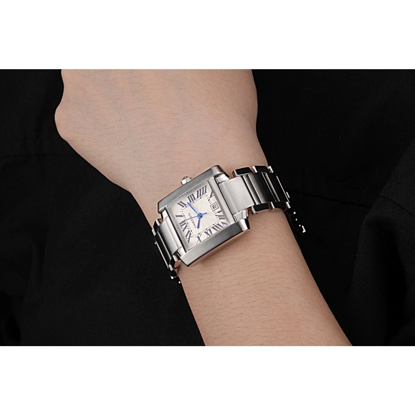 Affordable Swiss Cartier Tank Francaise Steel Case White Dial Roman Numerals Stainless Steel Bracelet 622649