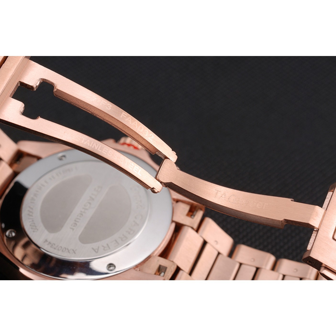 Tag Heuer Grand Carrera Rose Gold Bracelet Black Dial 801438