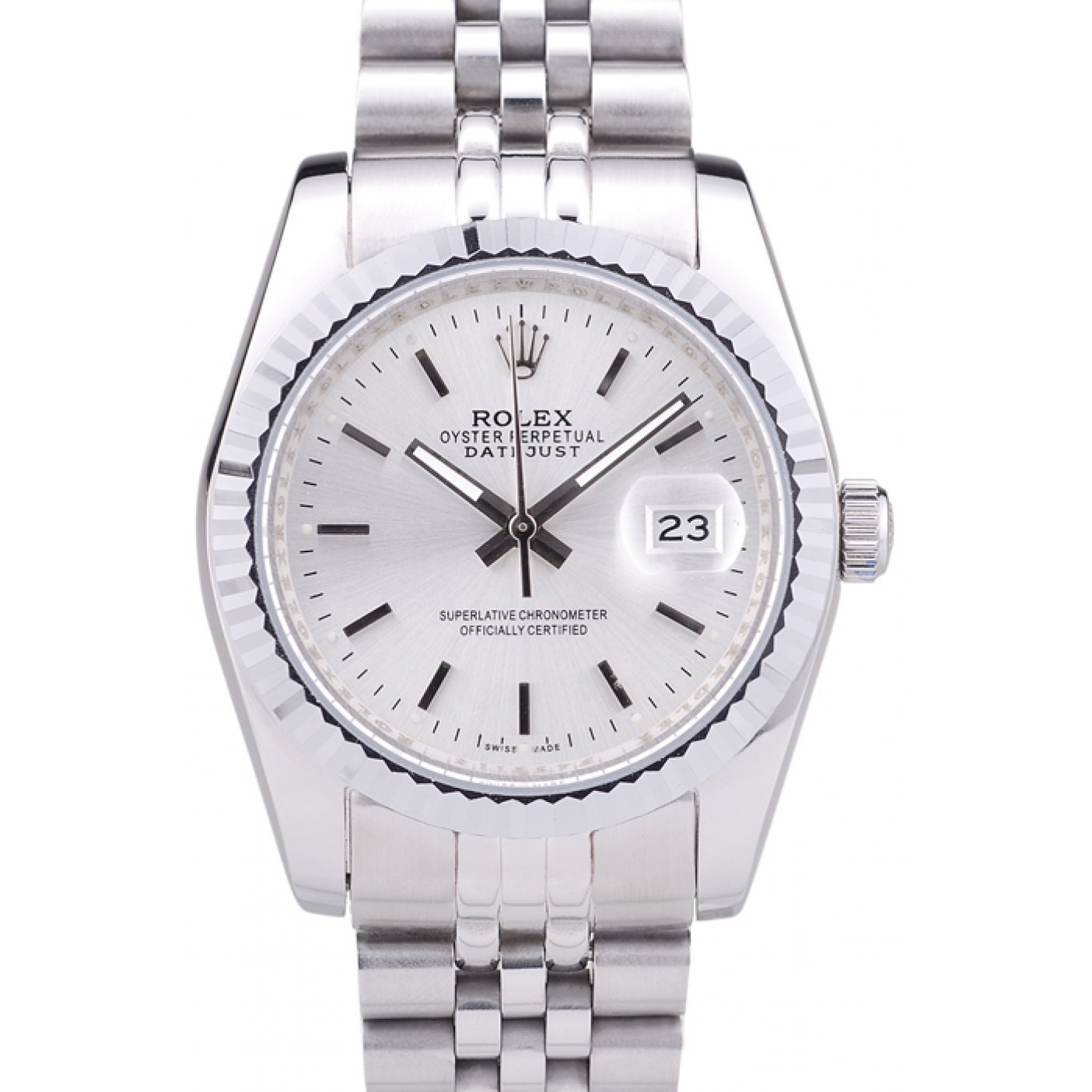 Rolex Datejust Silver Dial Ribbed Bezel 7457