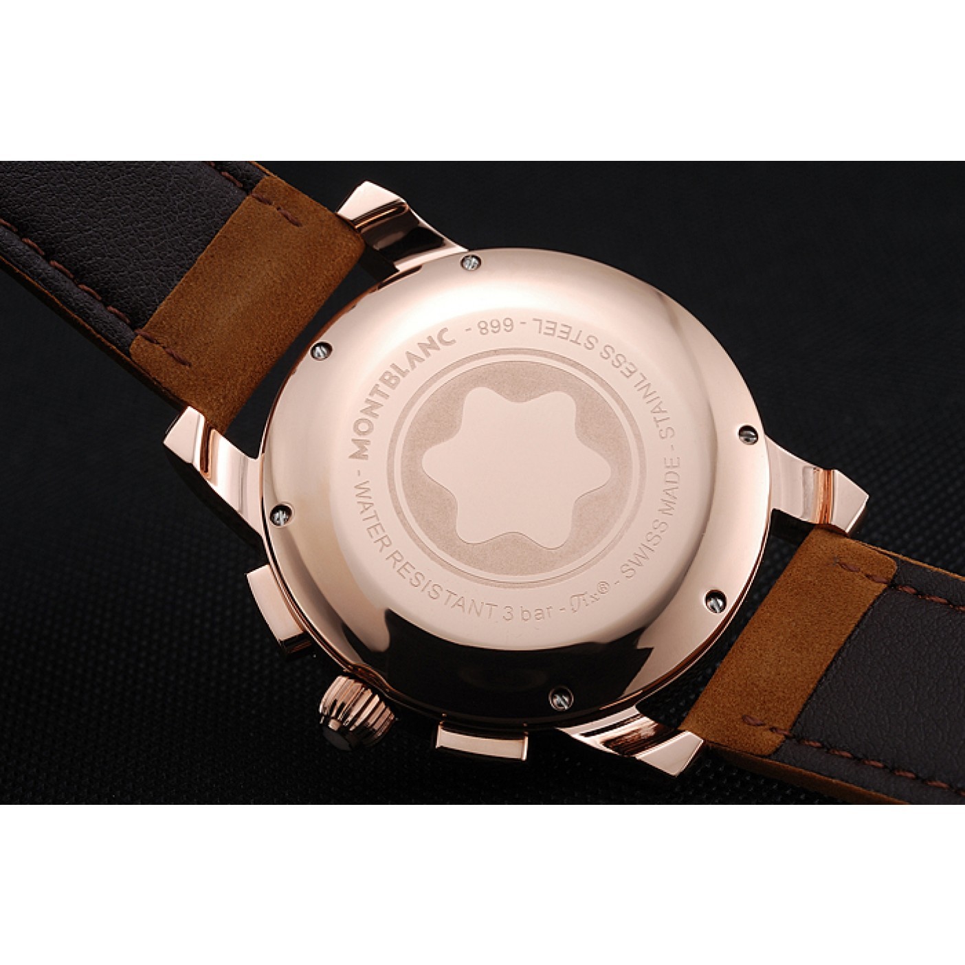 Montblanc Twinfly Chronograph White Dial Brown Suede Leather Bracelet 1454116