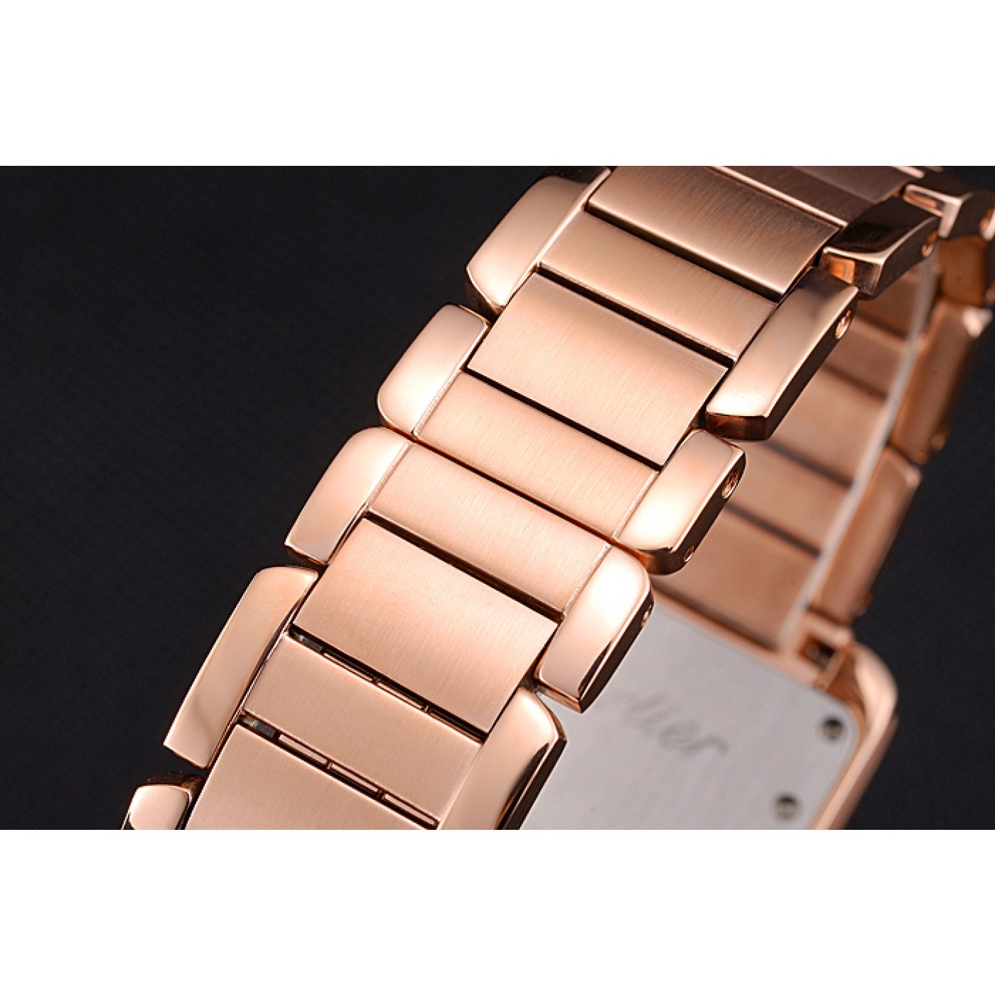 Fake Cartier Tank Anglaise 30mm White Dial Diamonds Rose Gold Case Rose Gold Bracelet