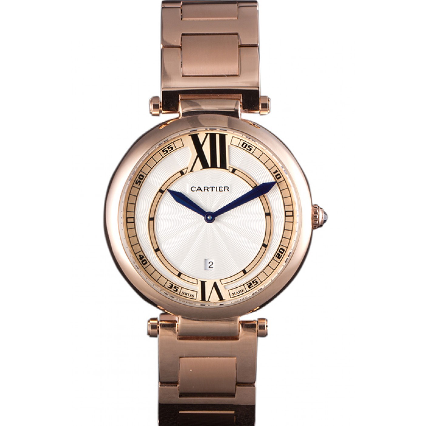 Cartier Ballon Bleu Rose Gold Stainelss Steel Strap White Dial 621453