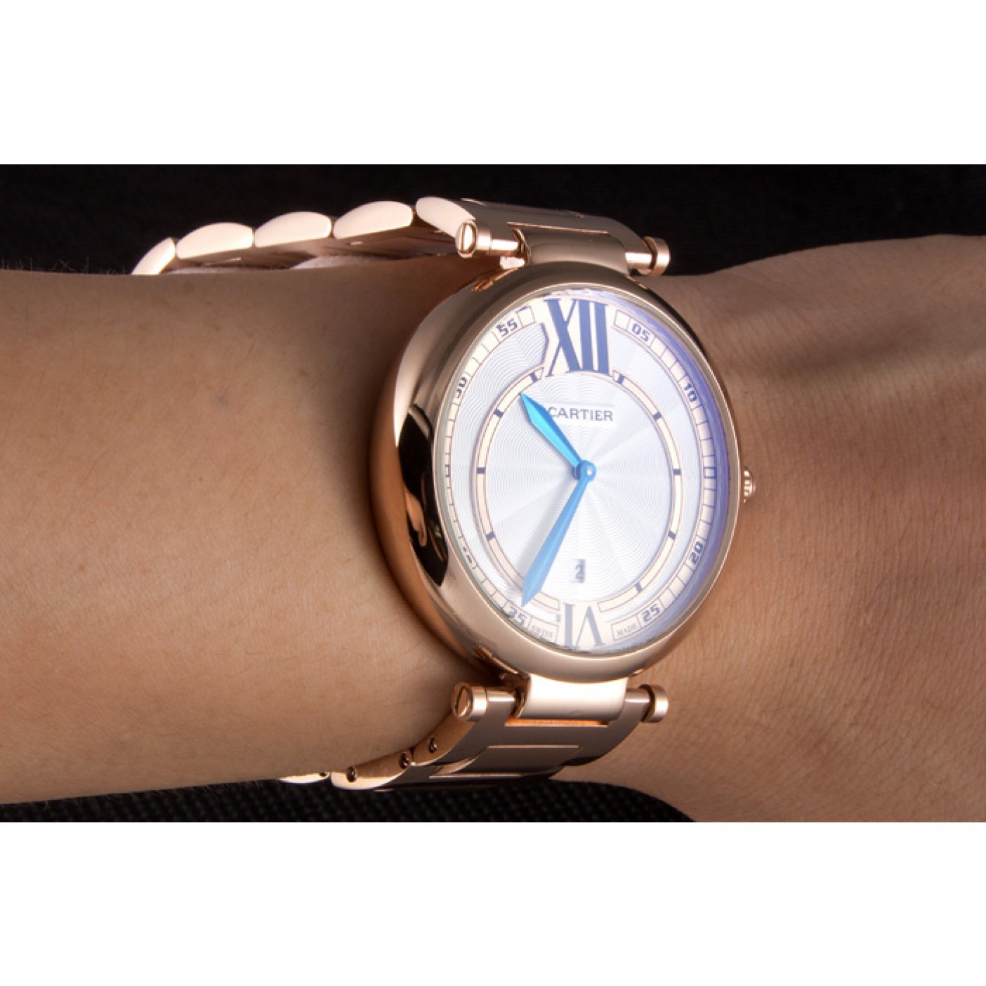 Cheap Cartier Ballon Bleu Rose Gold Stainelss Steel Strap White Dial 621453