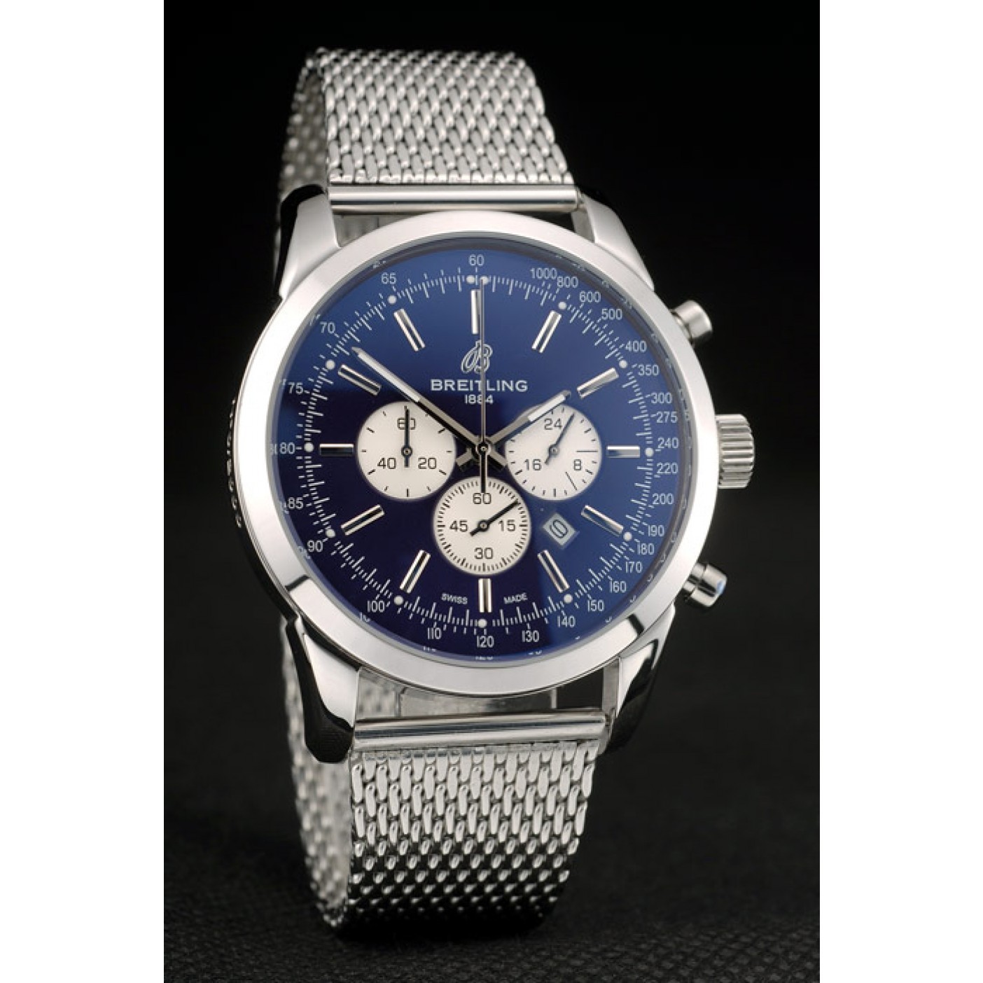 Breitling Transocean Stainless Steel Case Blue Dial