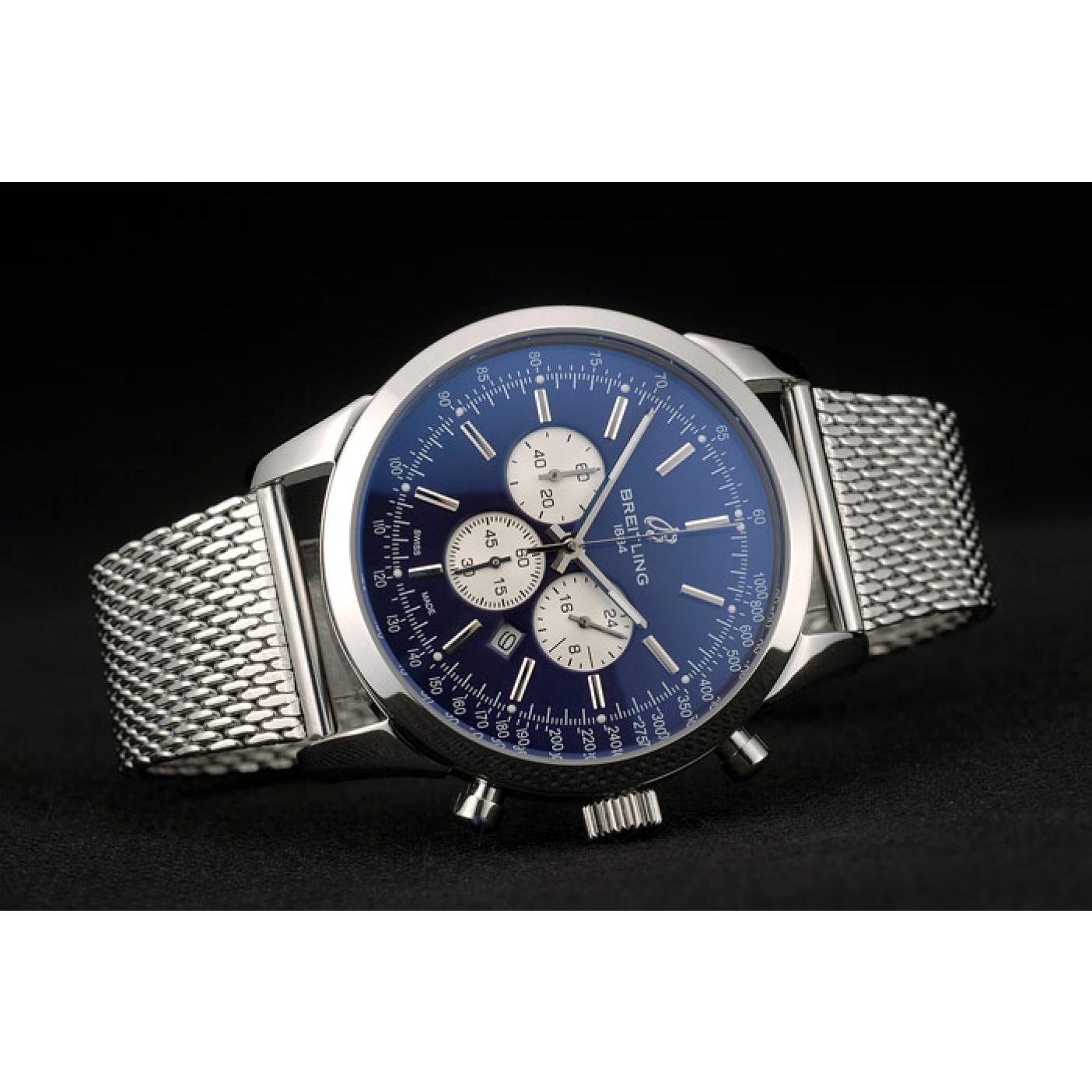 Breitling Transocean Stainless Steel Case Blue Dial