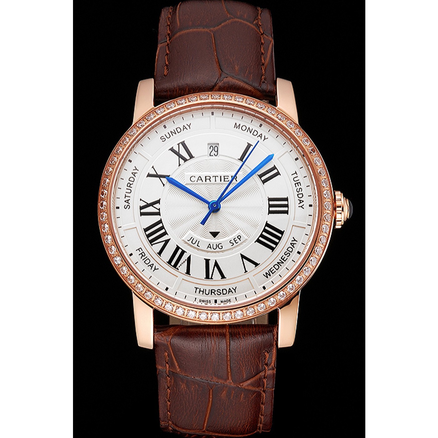 Cheap Swiss Cartier Ballon Bleu GMT Silver Dial Stainless Steel Case Two Tone Rose Gold Steel Bracelet