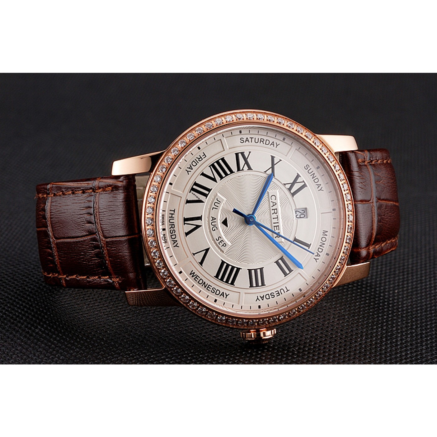 Cheap Swiss Cartier Ballon Bleu GMT Silver Dial Stainless Steel Case Two Tone Rose Gold Steel Bracelet