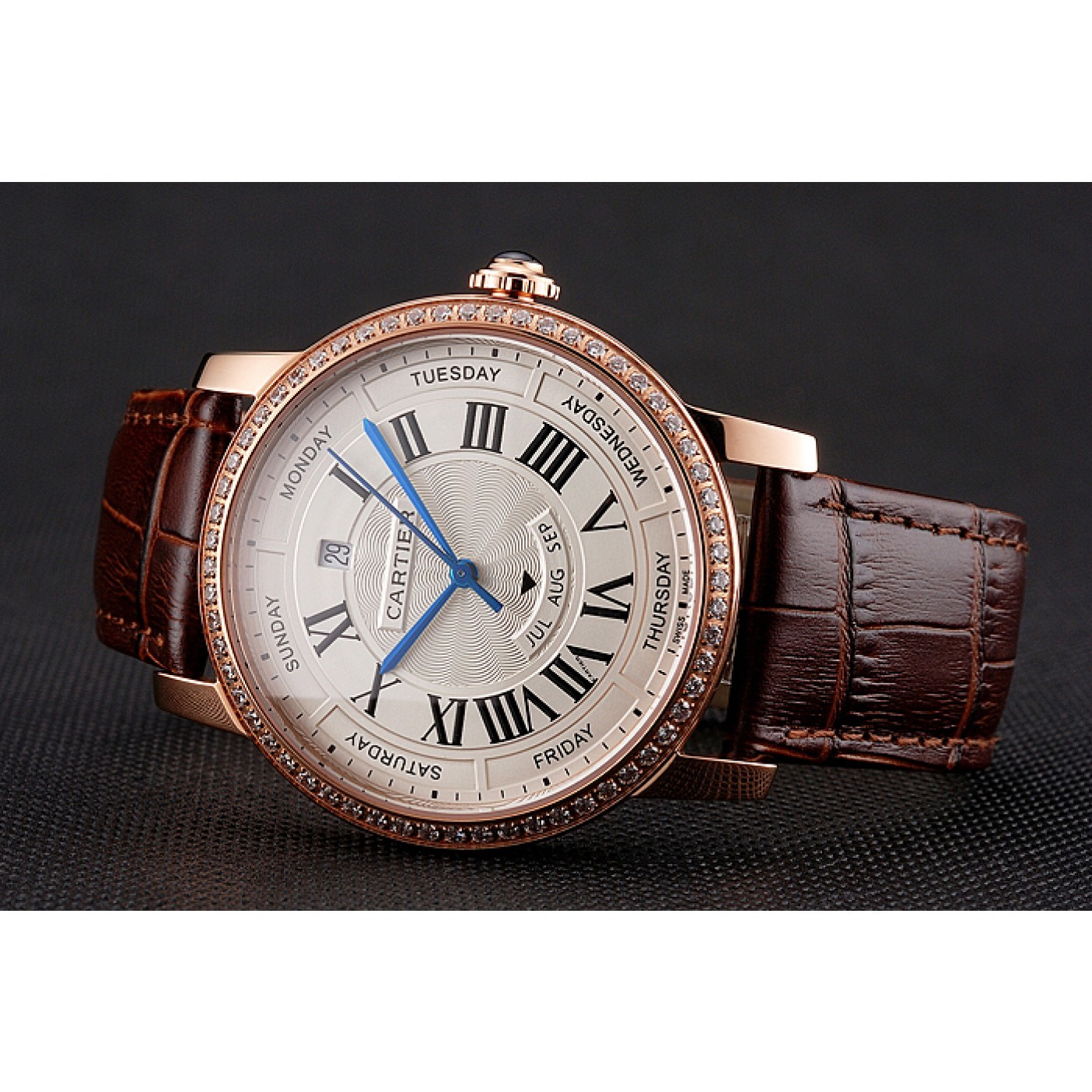 Cheap Swiss Cartier Ballon Bleu GMT Silver Dial Stainless Steel Case Two Tone Rose Gold Steel Bracelet