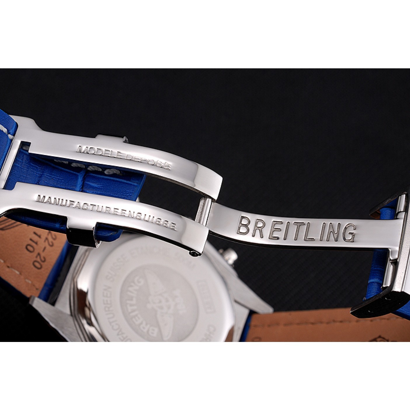 Breitling Chronomat Frecce Tricolori Blue Dial Stainless Steel Case Blue Leather Strap