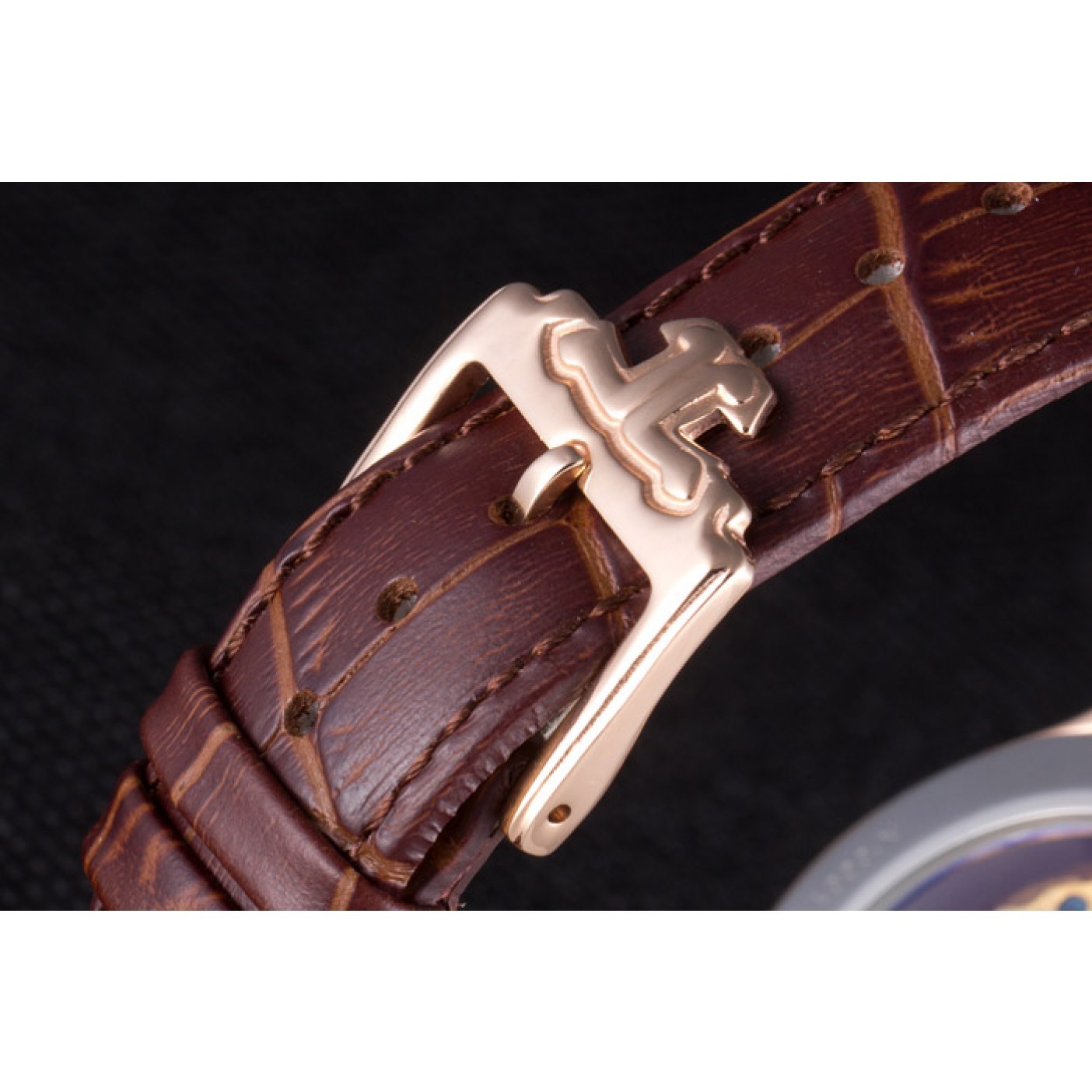 Jaeger Lecoultre Tourbillon Perpetuel Gold Bezel Brown Leather Band 621618