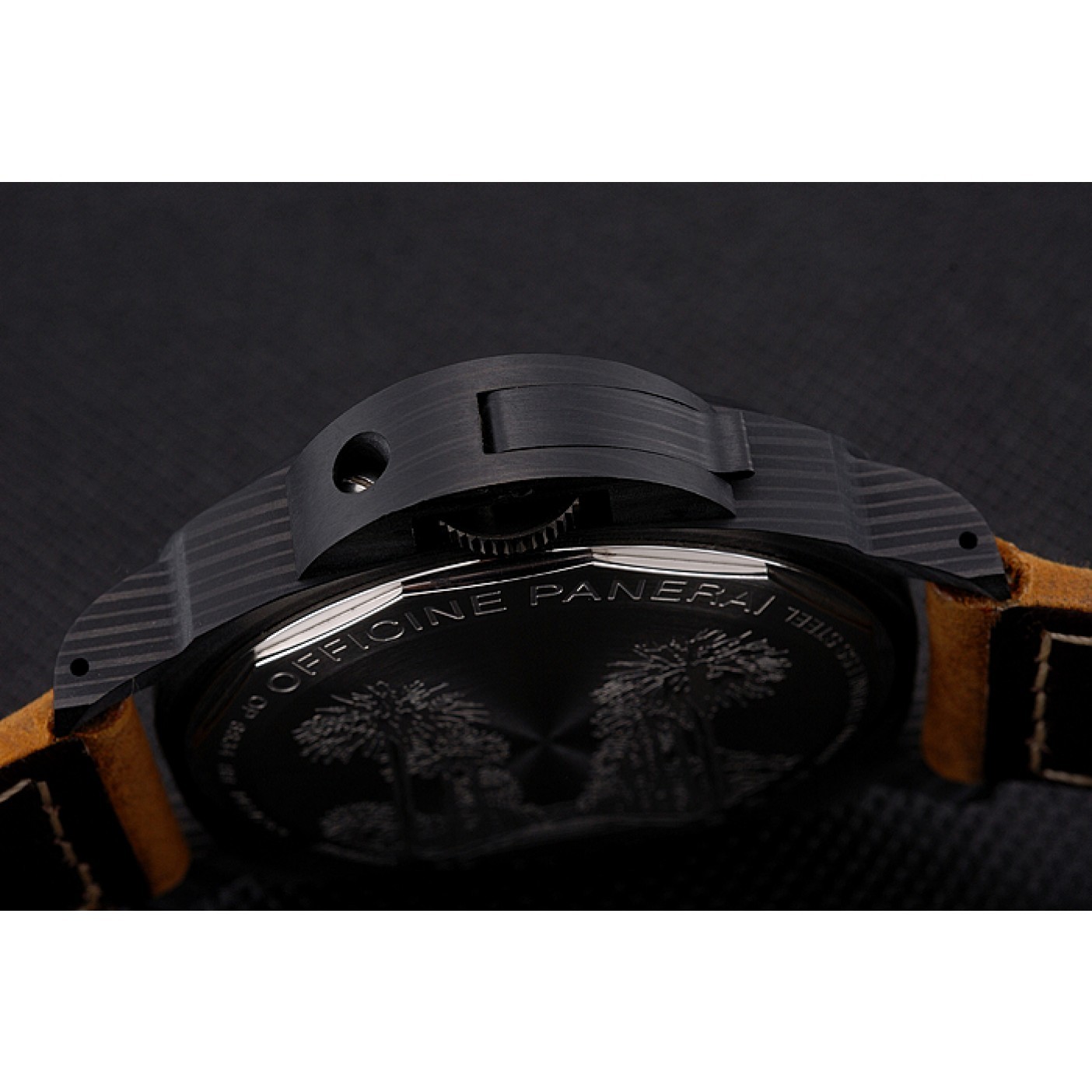 Swiss Panerai Luminor Marina Black Dial Black Case Brown Leather Strap