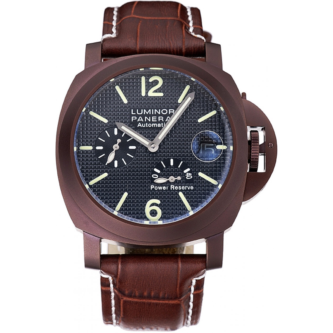 Panerai Luminor Brown Leather Strap Black Dial 80165