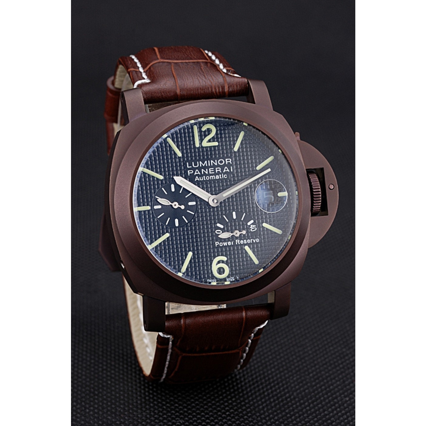 Panerai Luminor Brown Leather Strap Black Dial 80165