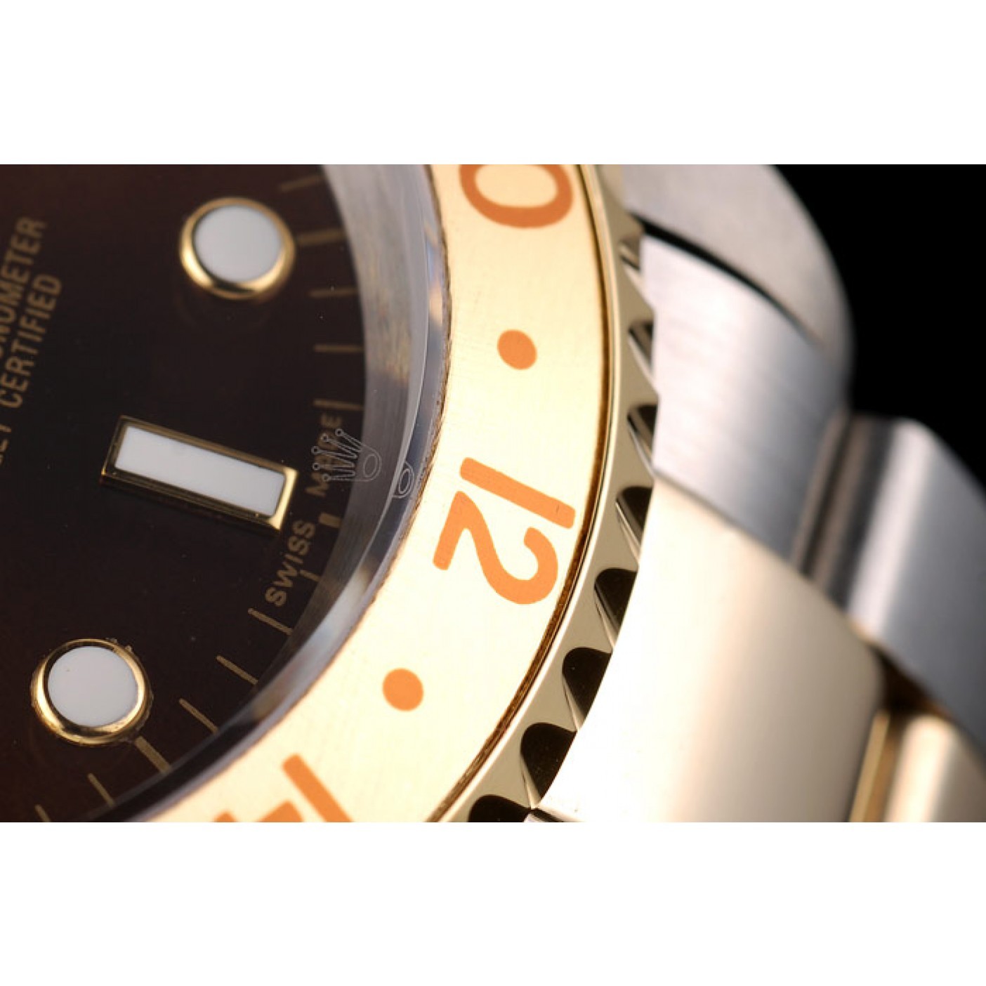 Rolex GMT Master II Gold Colored Ceramic Bezel Brown Dial Watch