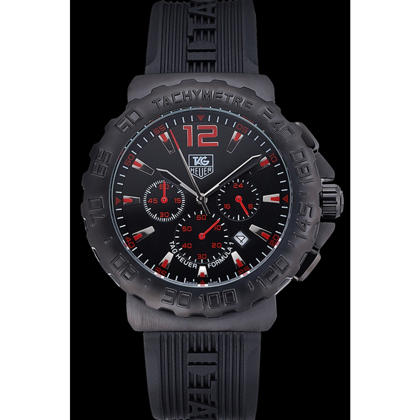 Tag Heuer Formula 1 Chronograph Black Dial Black Bezel Red Numerals 622408