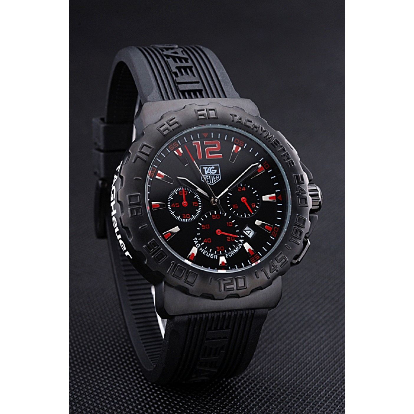 Tag Heuer Formula 1 Chronograph Black Dial Black Bezel Red Numerals 622408