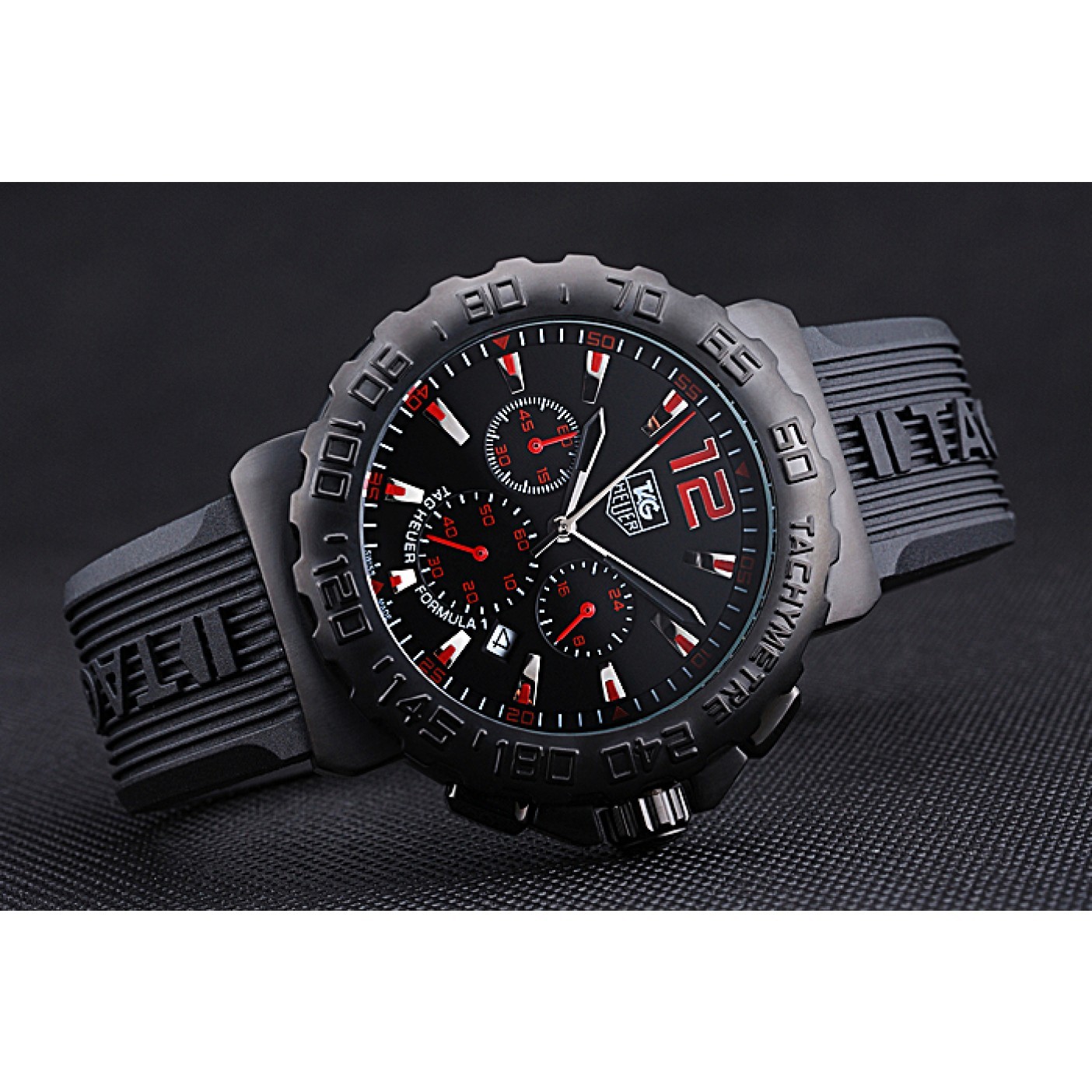 Tag Heuer Formula 1 Chronograph Black Dial Black Bezel Red Numerals 622408