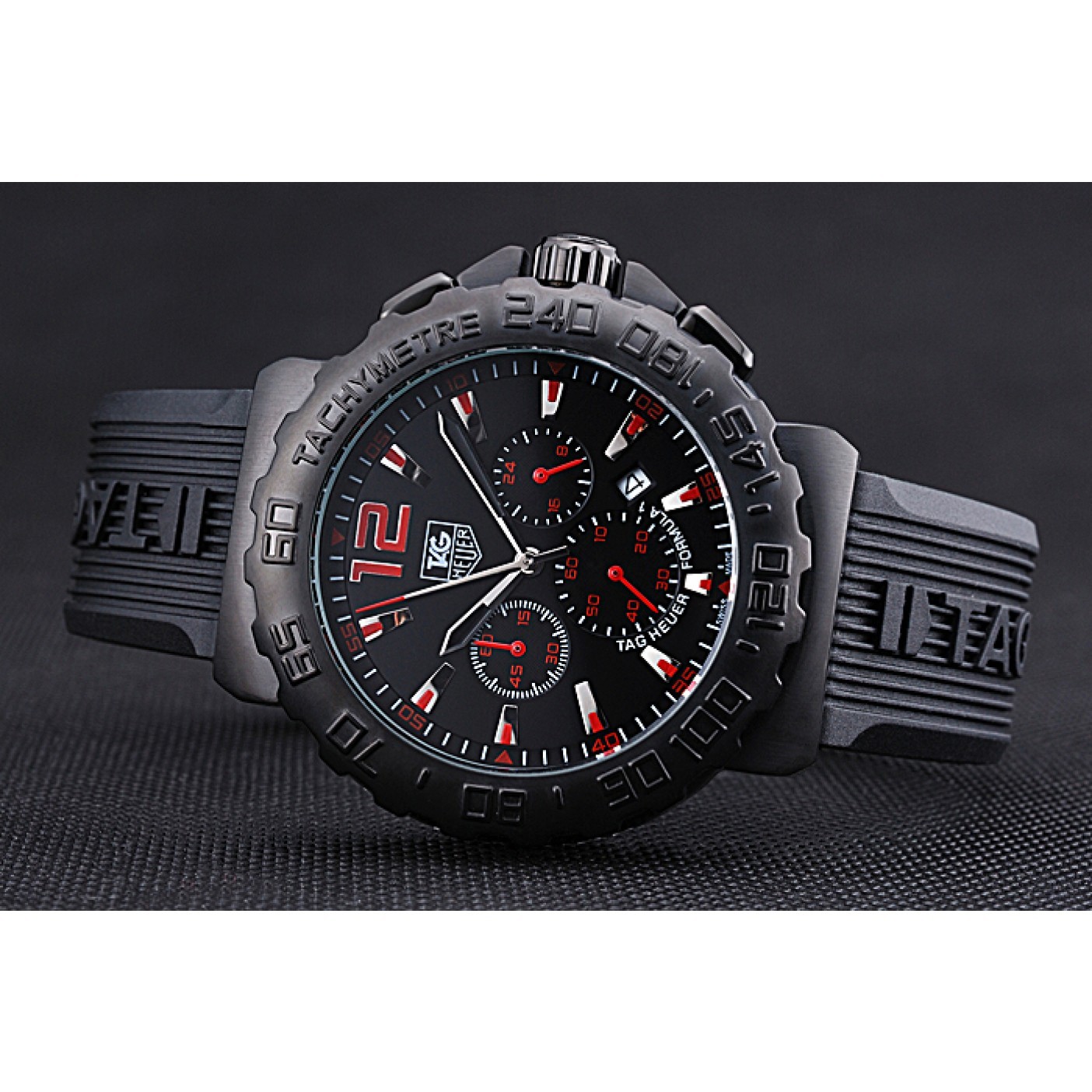 Tag Heuer Formula 1 Chronograph Black Dial Black Bezel Red Numerals 622408