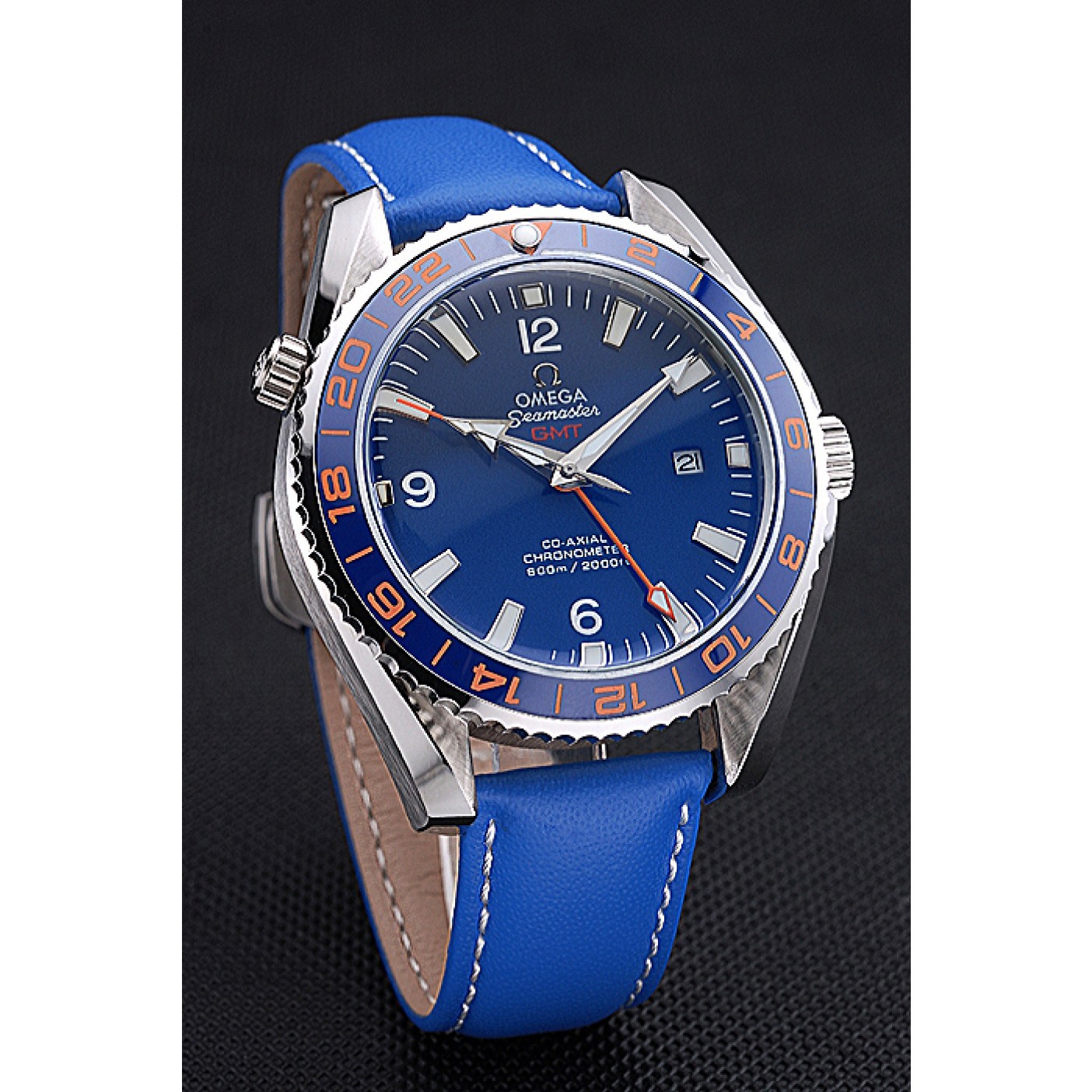 Omega Seamaster Planet Ocean GMT Blue Dial Blue Leather Band 622394