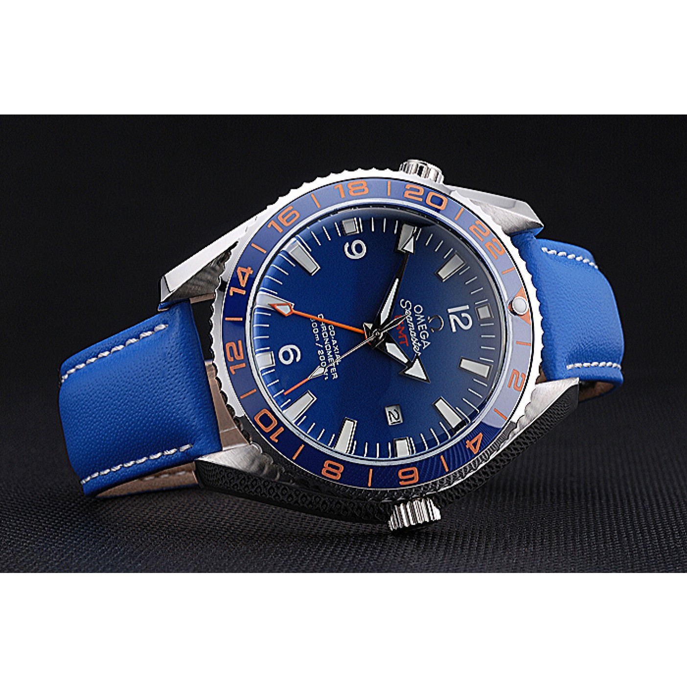 Omega Seamaster Planet Ocean GMT Blue Dial Blue Leather Band 622394