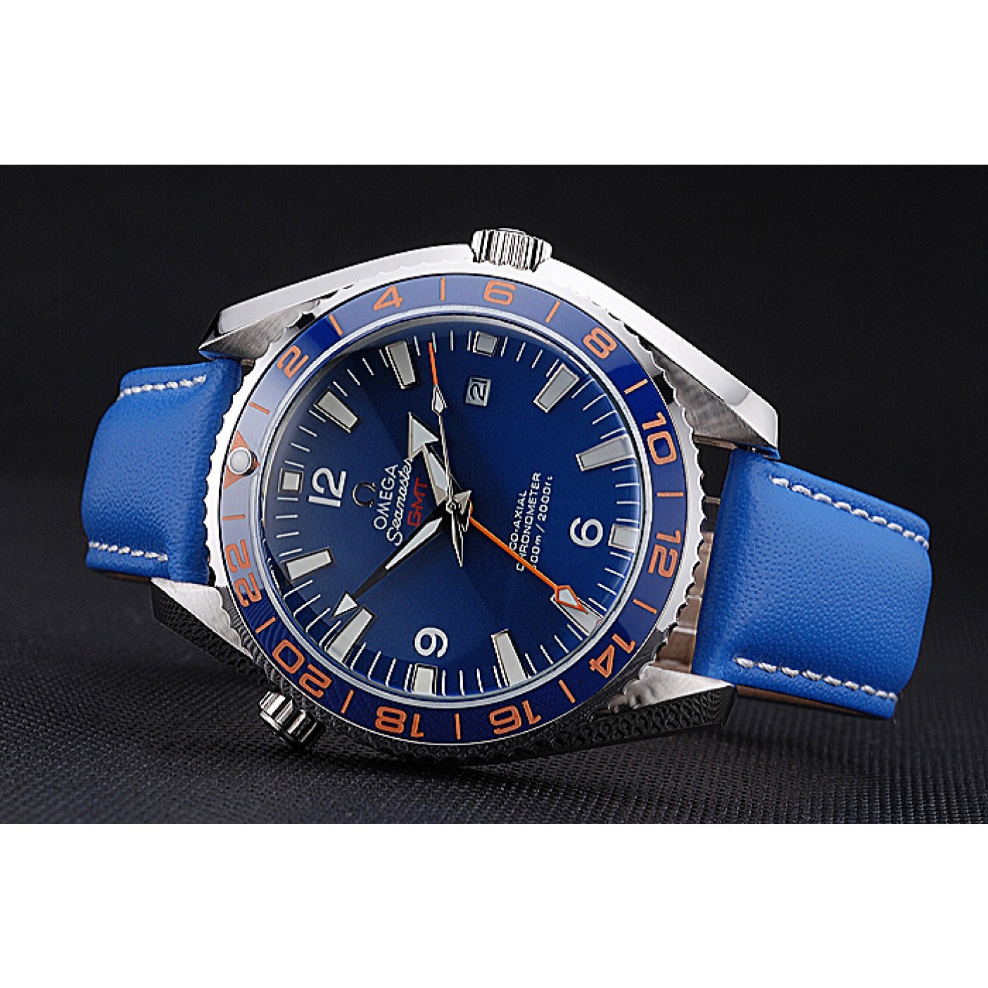 Omega Seamaster Planet Ocean GMT Blue Dial Blue Leather Band 622394