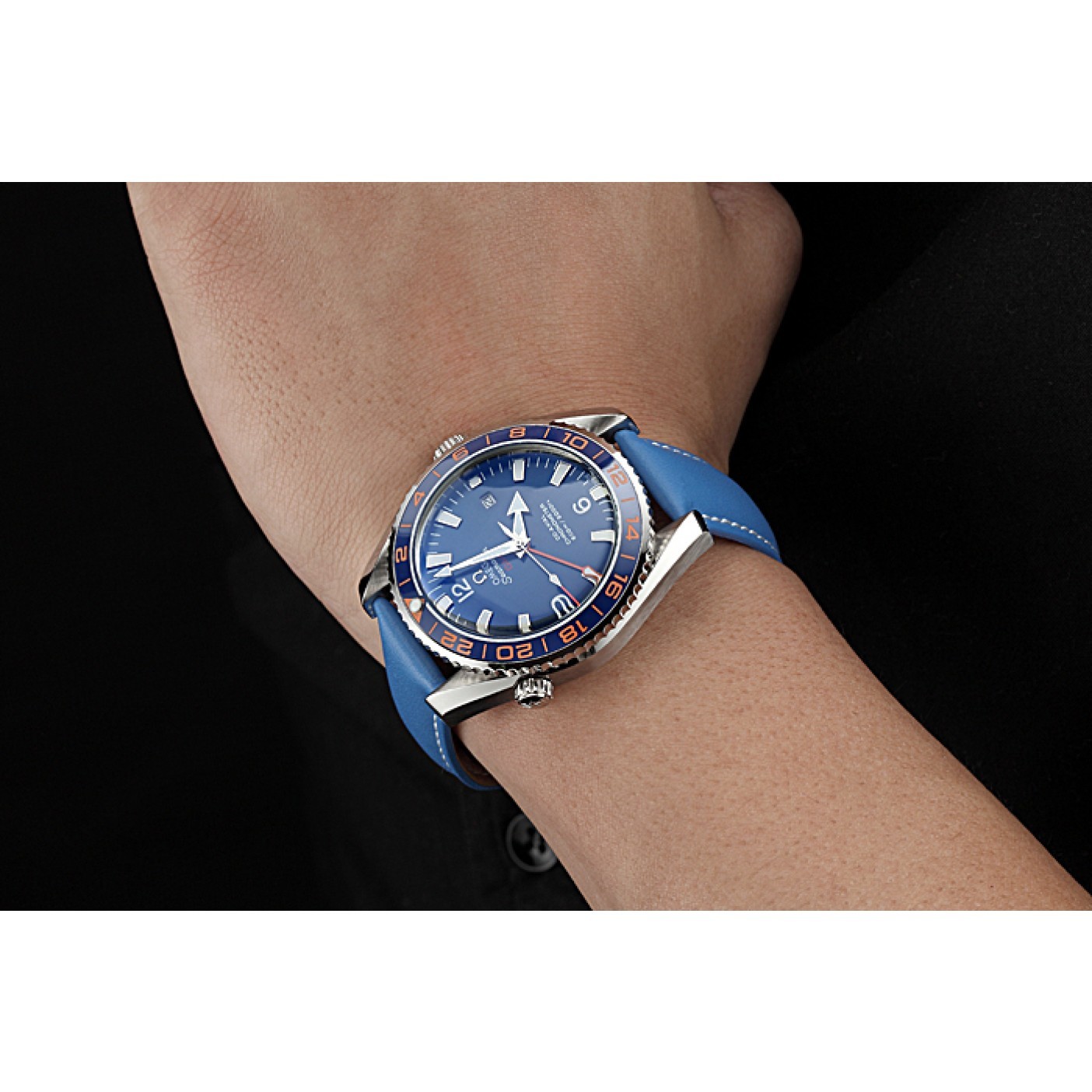 Omega Seamaster Planet Ocean GMT Blue Dial Blue Leather Band 622394