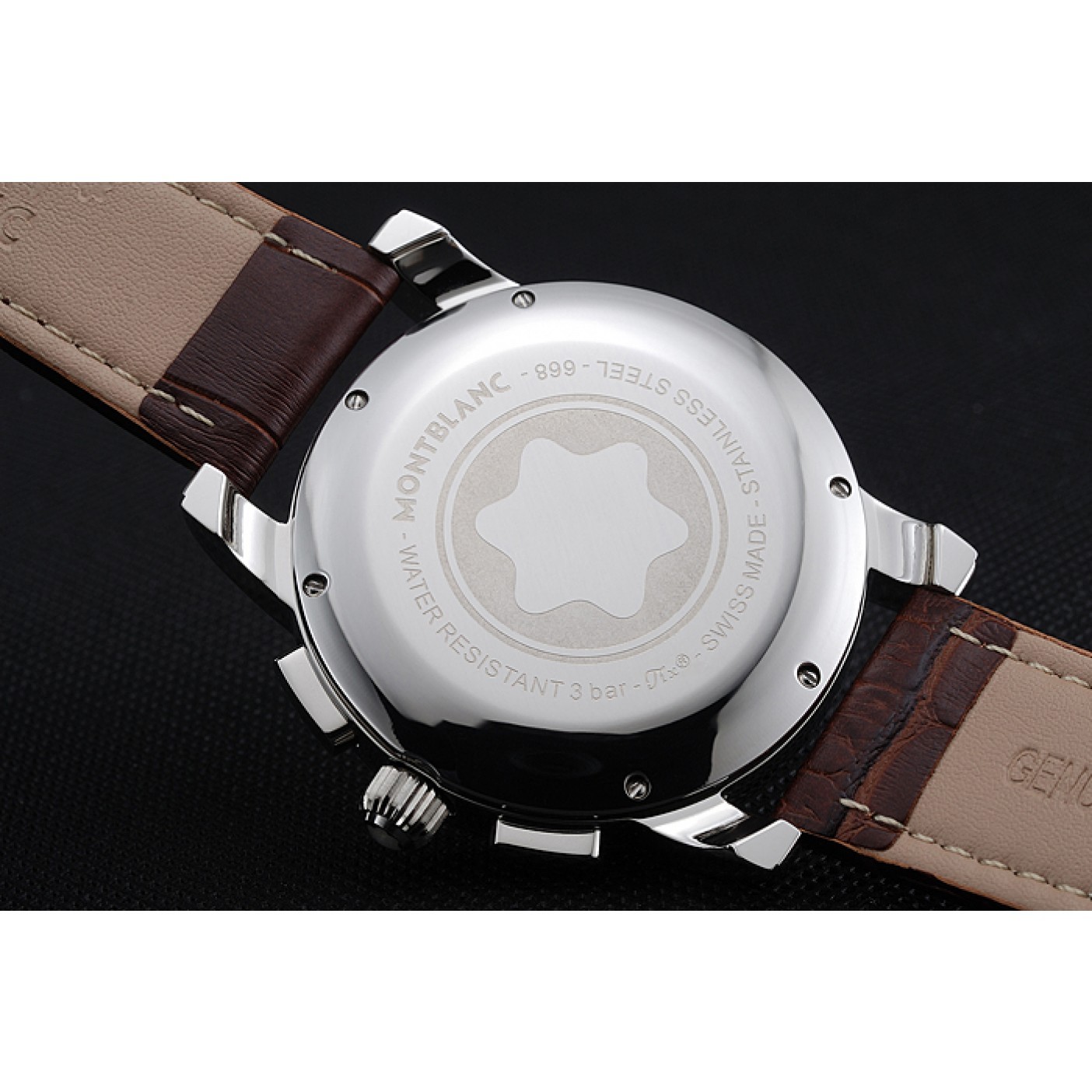 Montblanc Twinfly Chronograph White Dial Brown Leather Bracelet 1454117