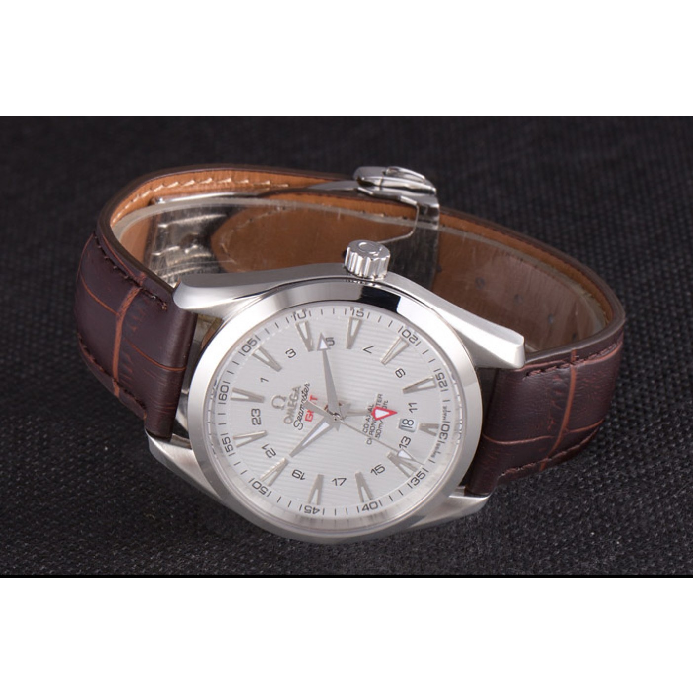 Omega Seamaster Silver Bezel with White Dial and Brown Leather Band 621573