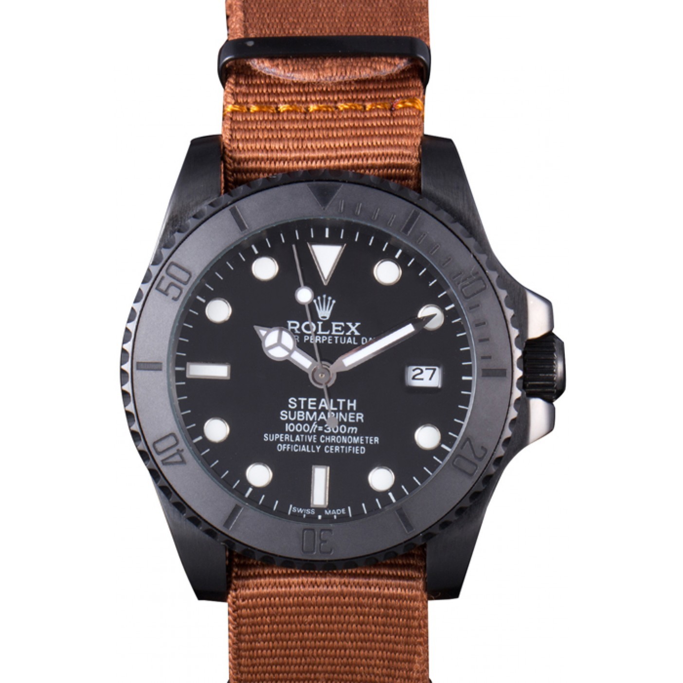 RepTime Watches Rolex Submariner STEALTH MK IV Brown Fabric Band rl426 621388