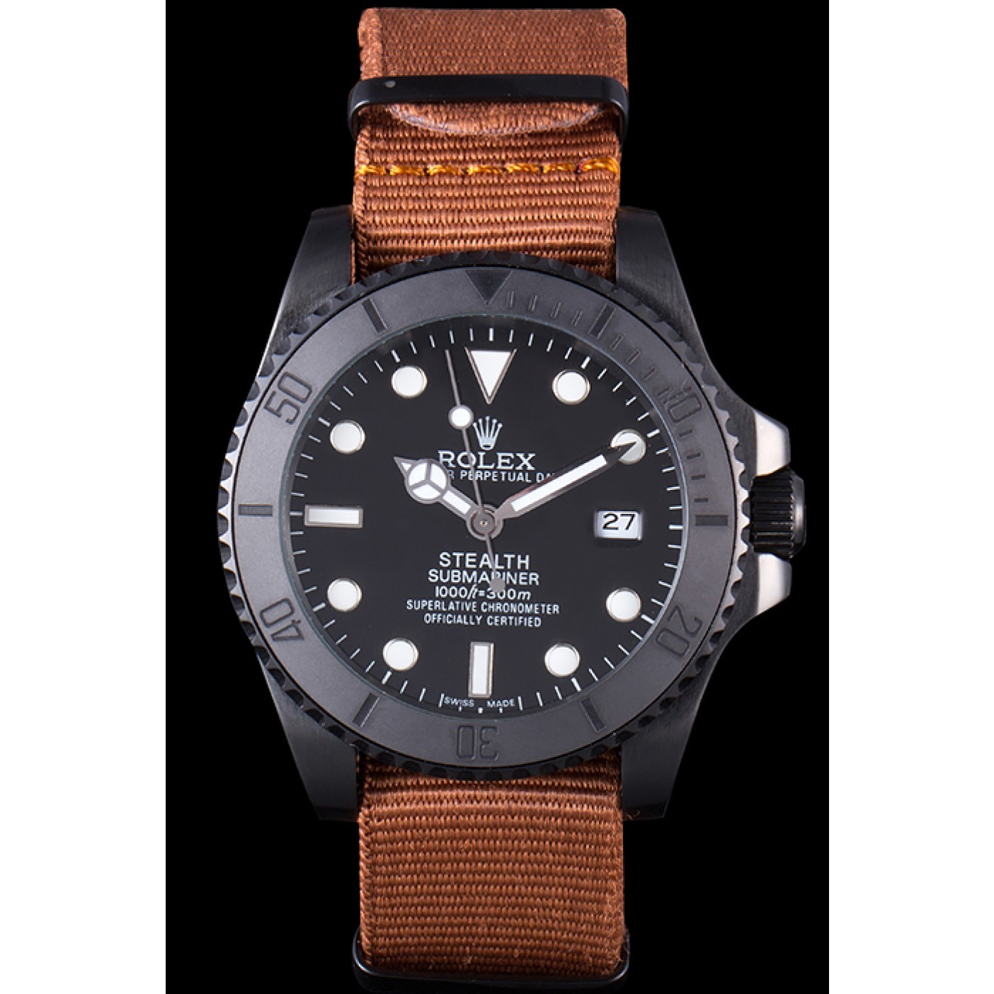 RepTime Watches Rolex Submariner STEALTH MK IV Brown Fabric Band rl426 621388