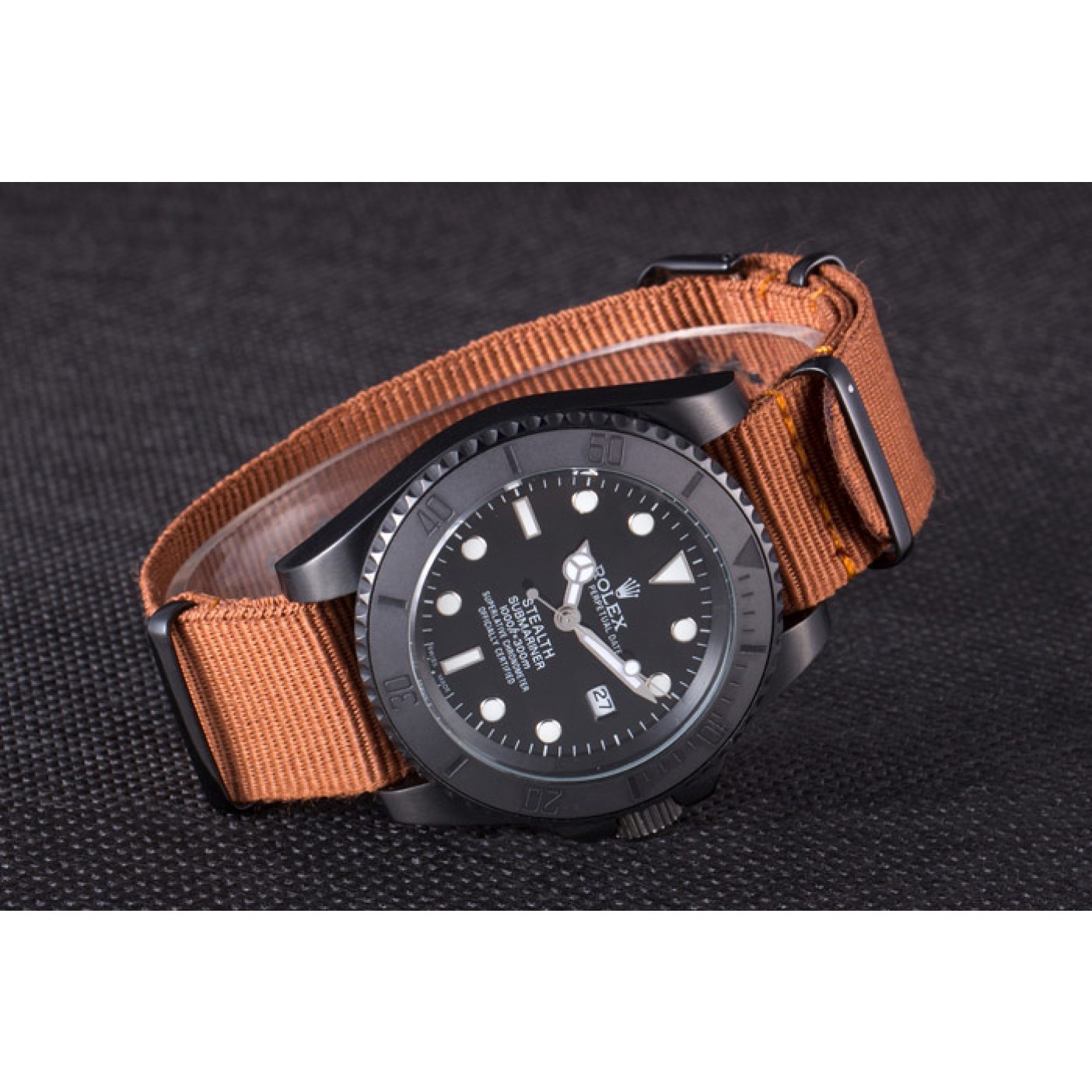 RepTime Watches Rolex Submariner STEALTH MK IV Brown Fabric Band rl426 621388