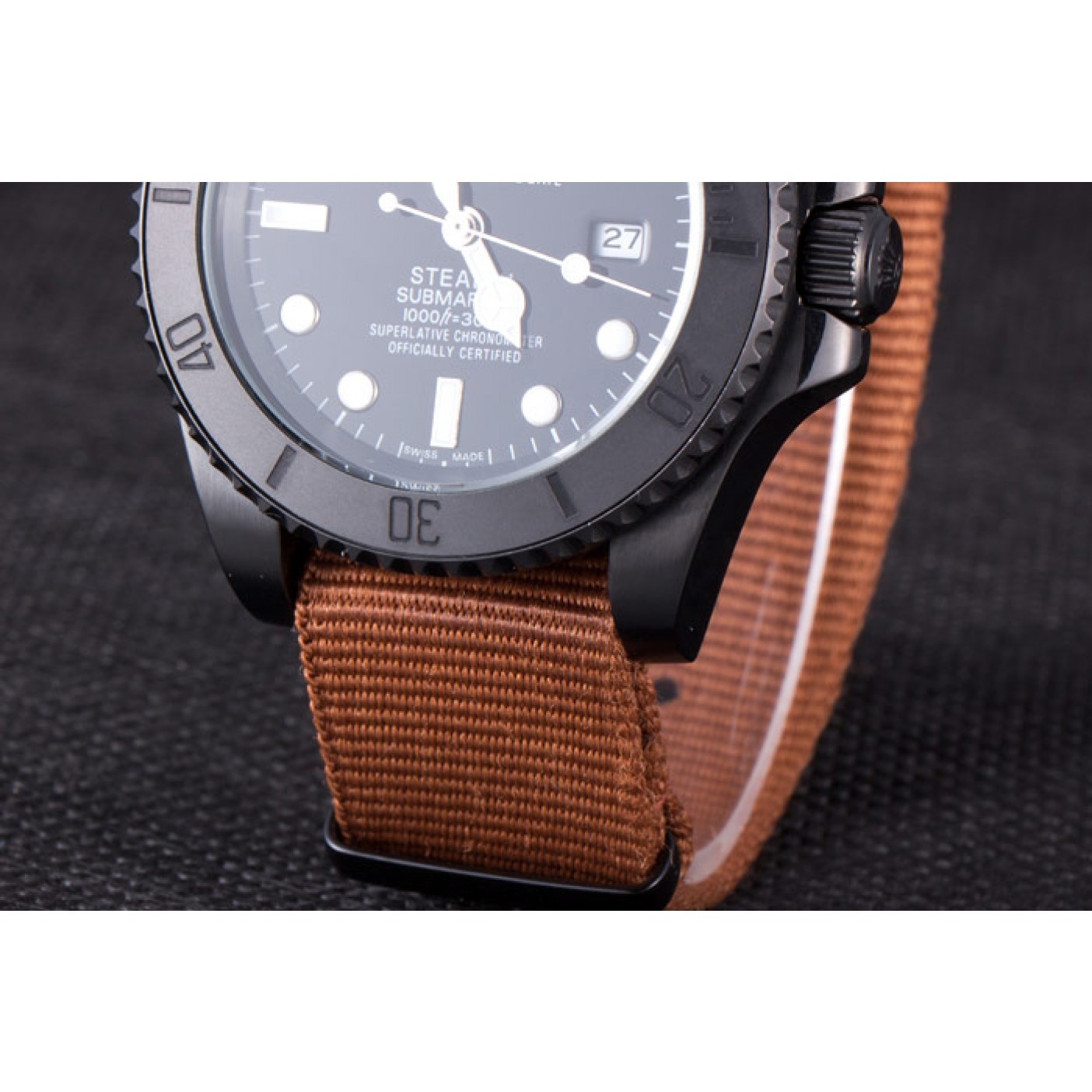 RepTime Watches Rolex Submariner STEALTH MK IV Brown Fabric Band rl426 621388