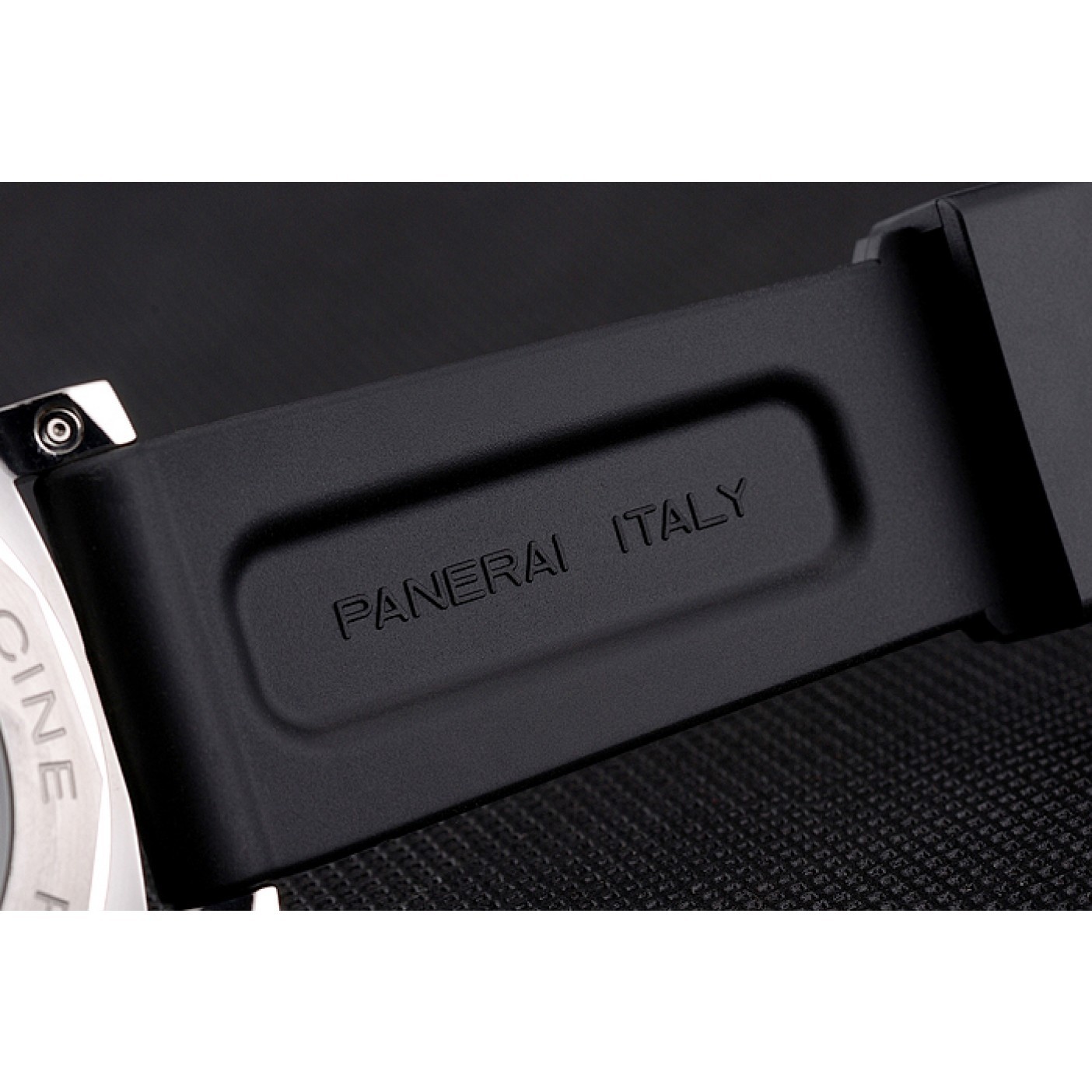 Panerai Luminor Power Reserve Black Hobnail Pattern Dial Stainless Stel Case Black Rubber Strap