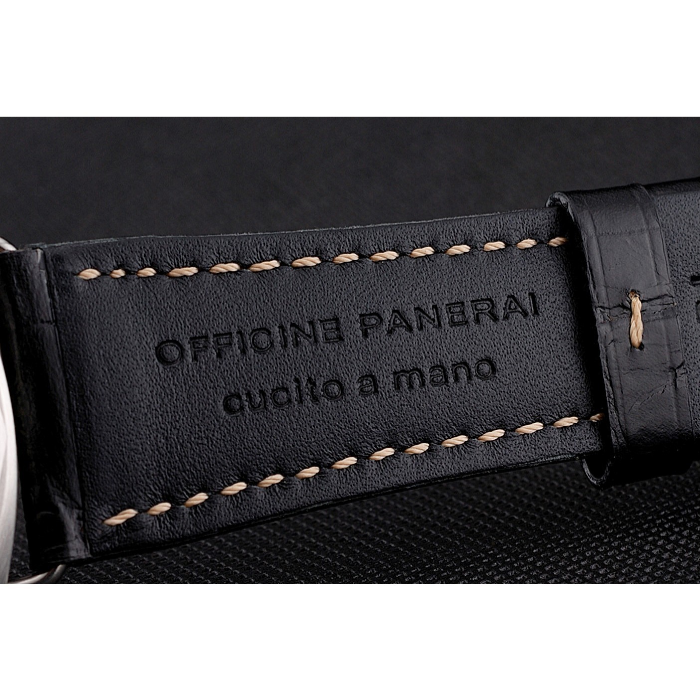 Panerai Radiomir Firenze 3 Days Acciaio PAM604 Black Dial Engraved Stainless Stell Case Black Leather Strap