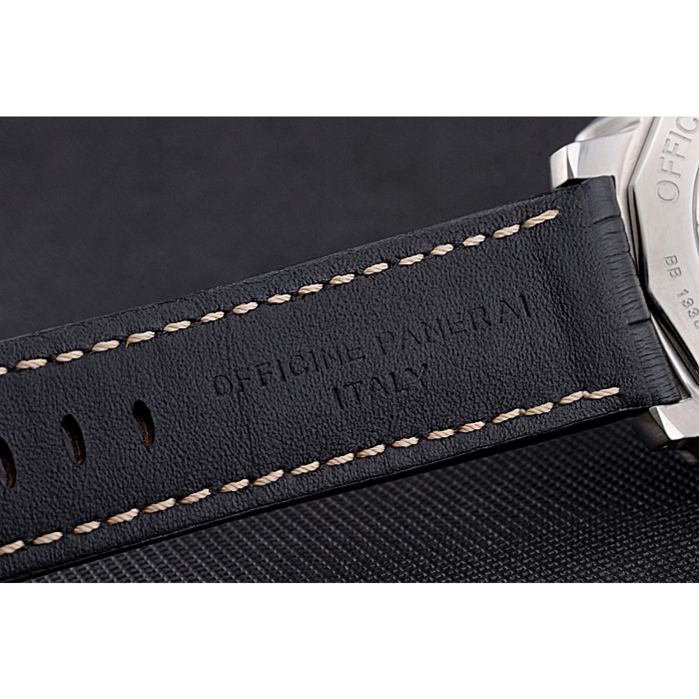 Panerai Luminor Marina 1950 Black Dial Brushed Steel Case Black Embossed Leather Strap