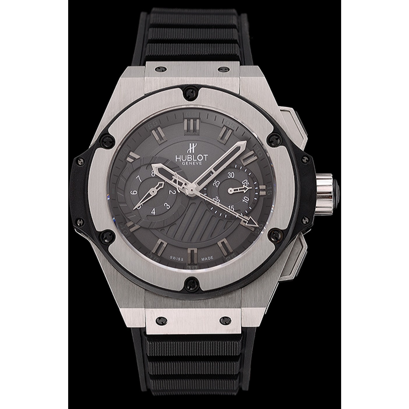 Swiss Hublot King Power Stainless Steel with Rubber Band shb11 621404