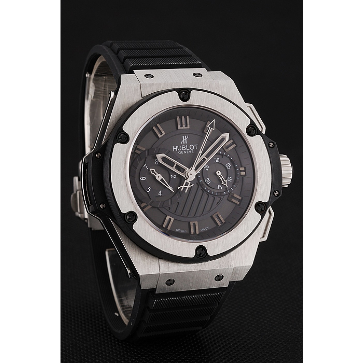 Swiss Hublot King Power Stainless Steel with Rubber Band shb11 621404