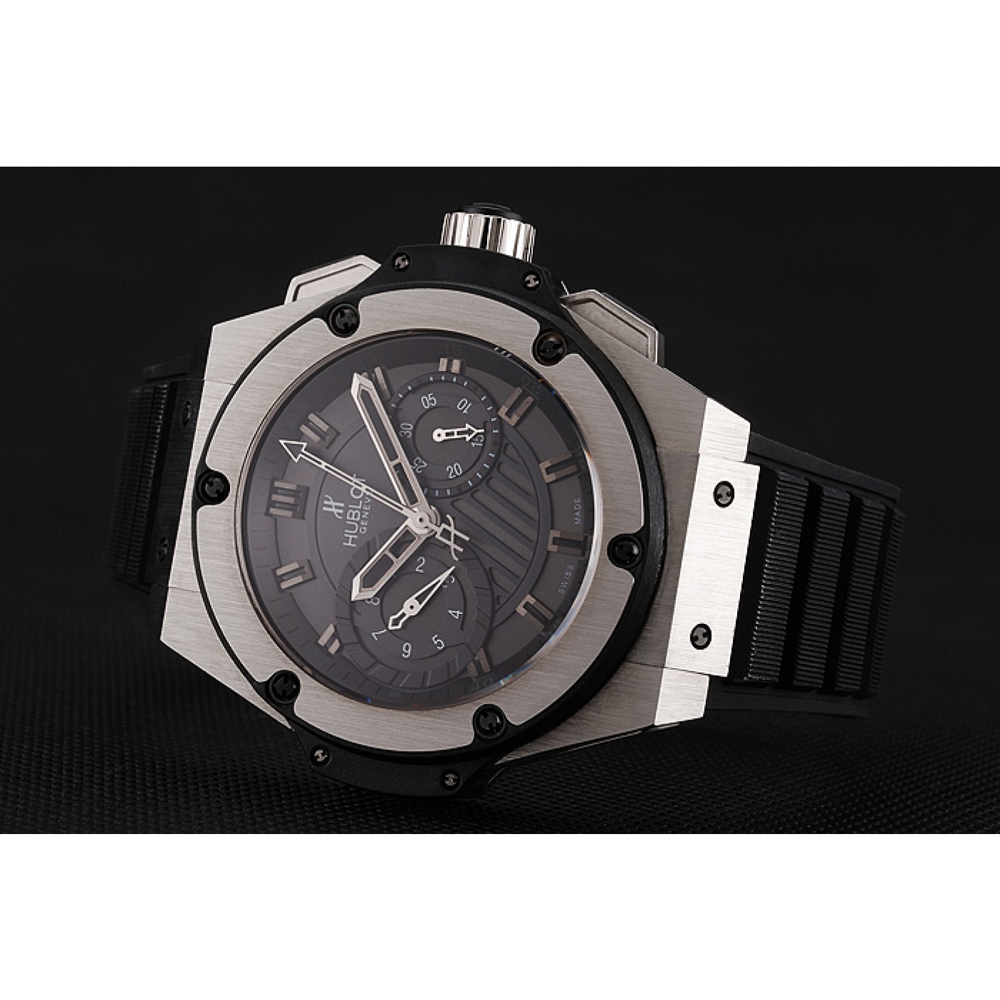 Swiss Hublot King Power Stainless Steel with Rubber Band shb11 621404