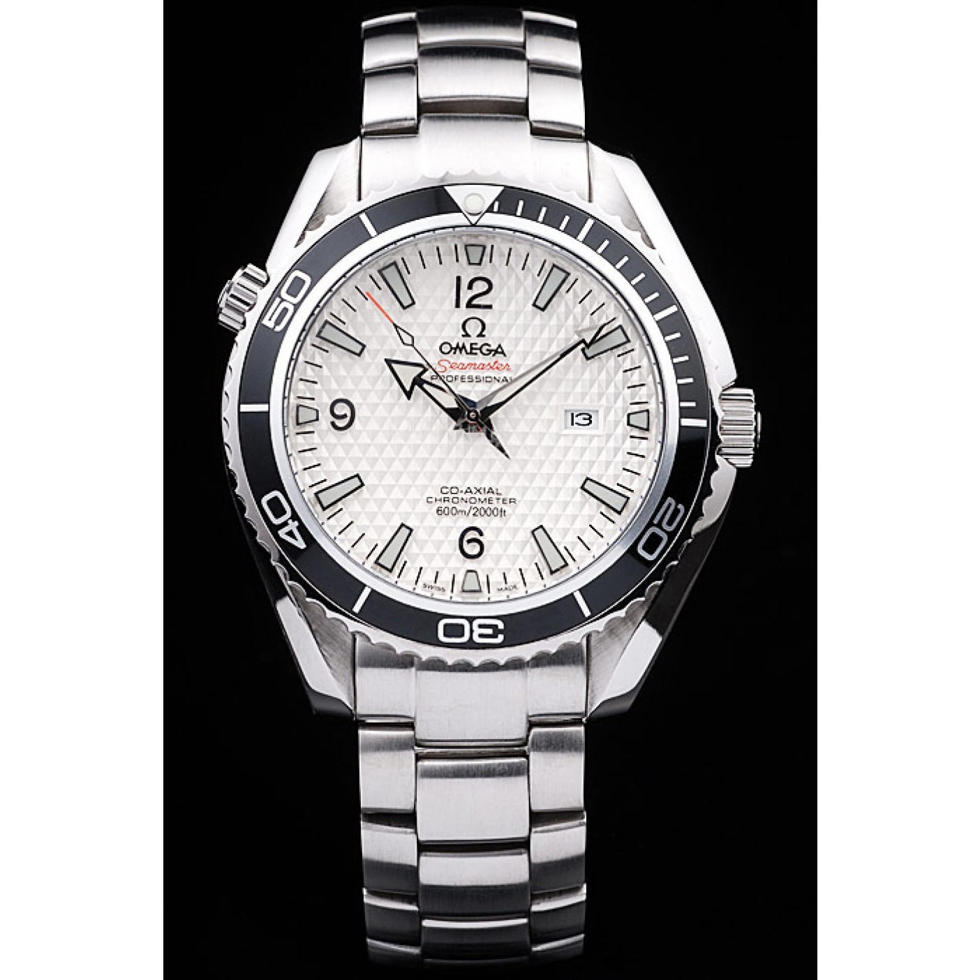 Omega Seamaster Planet Ocean Co-axial Black Case White Dial