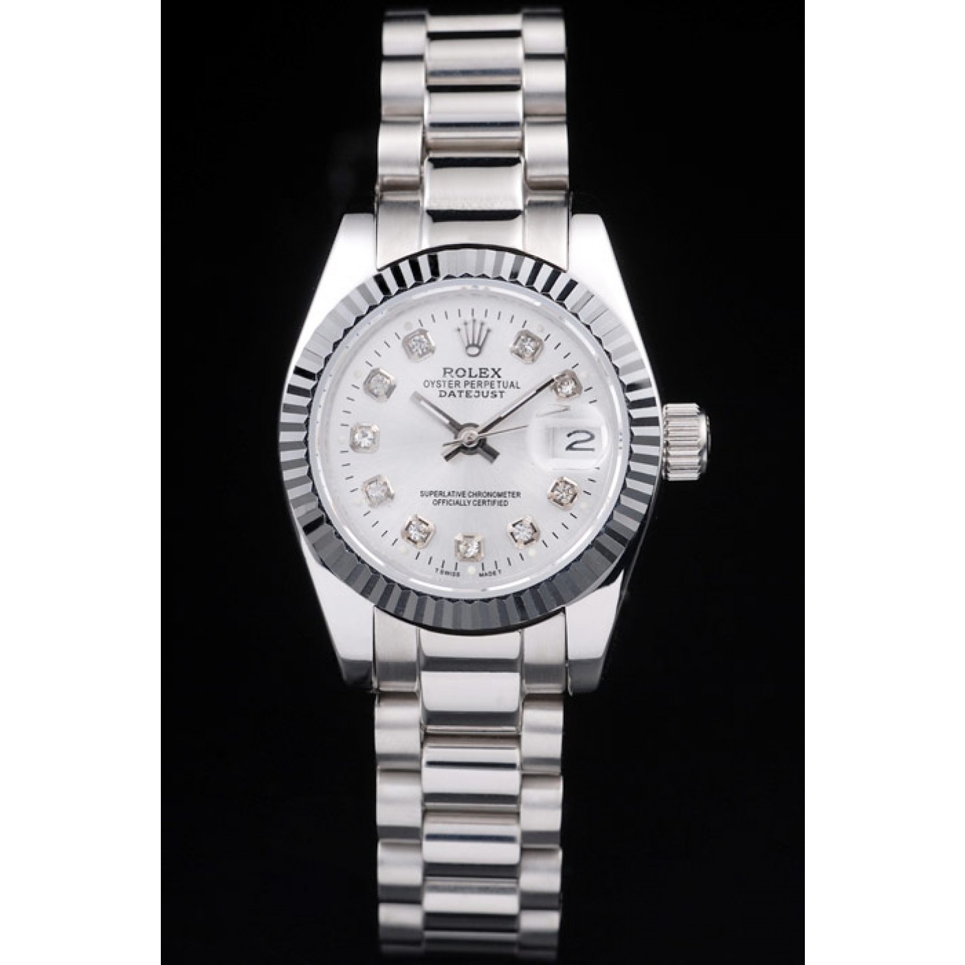 RepTime Watches Rolex Datejust Polished Stainless Steel Silver Dial