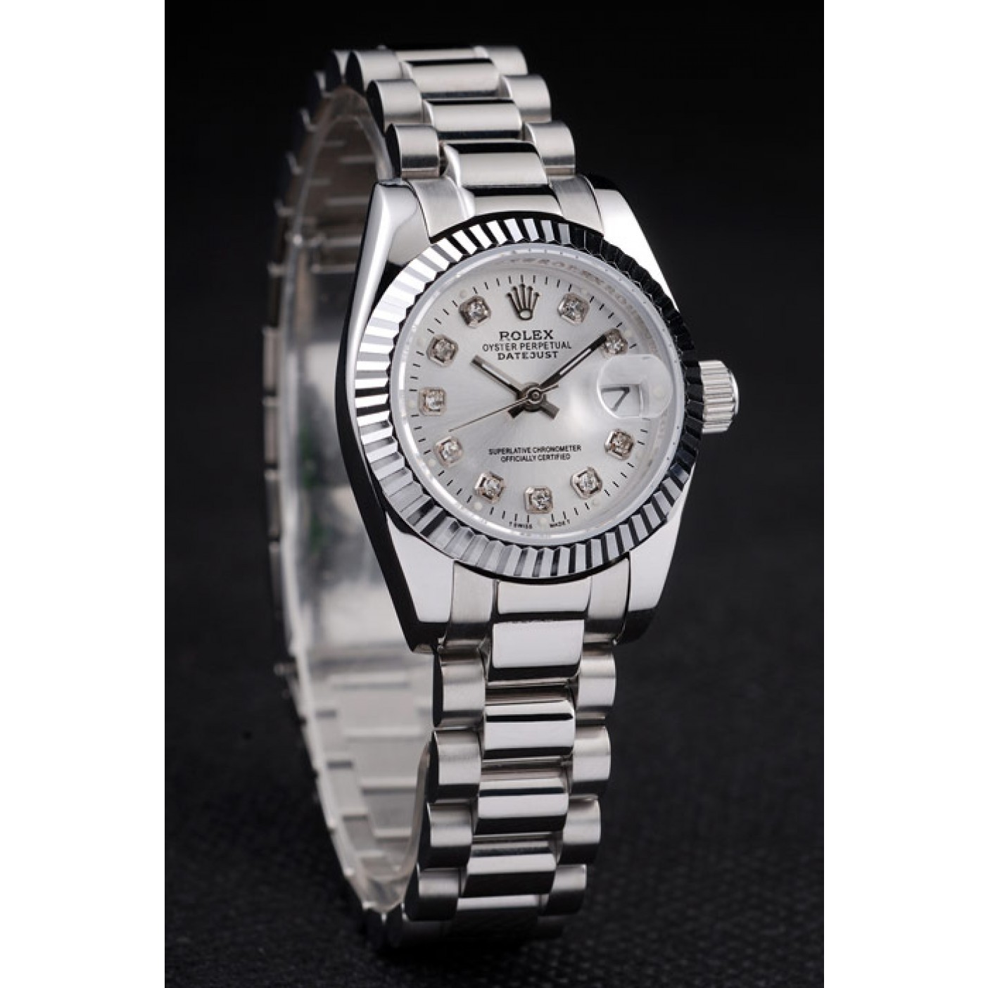 RepTime Watches Rolex Datejust Polished Stainless Steel Silver Dial