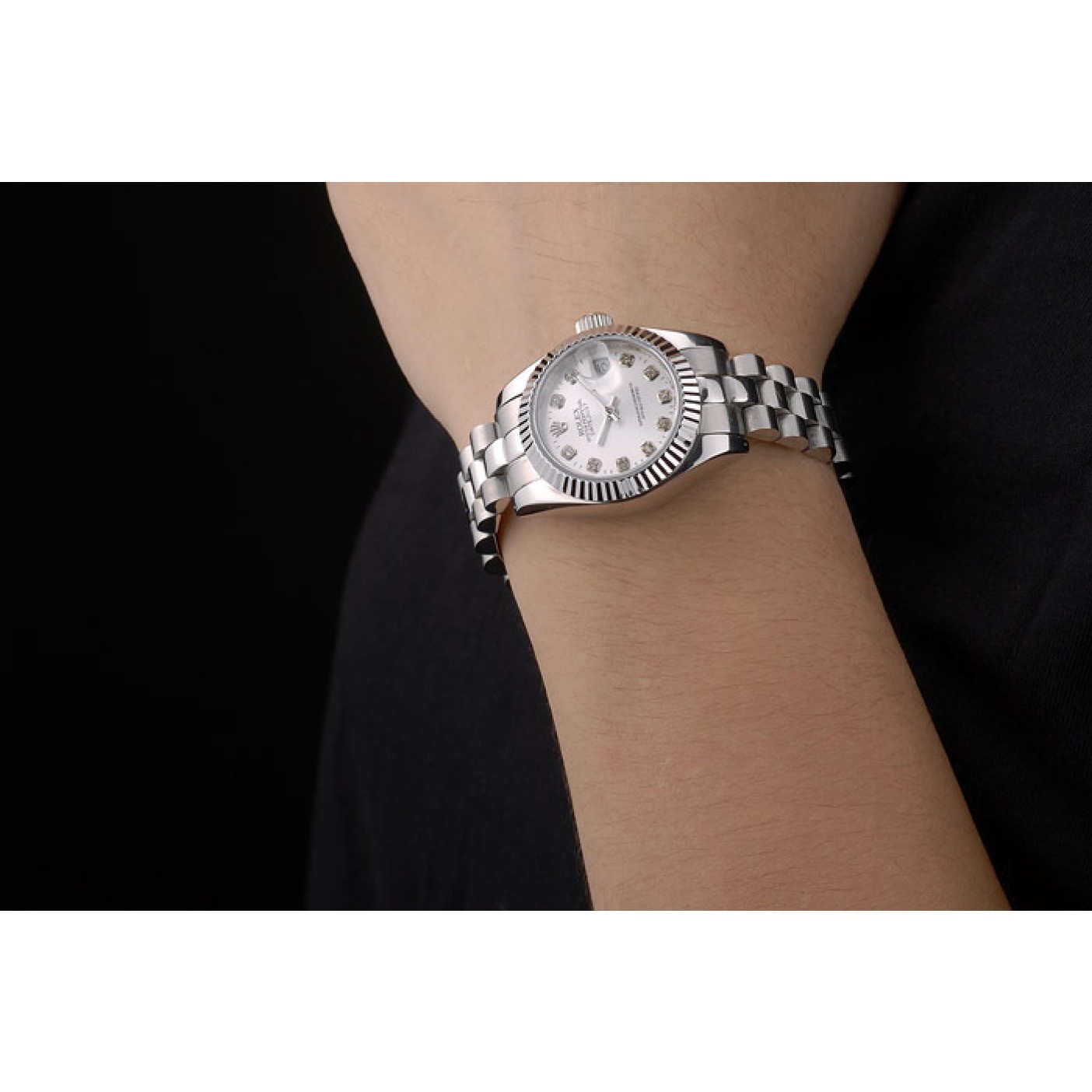 RepTime Watches Rolex Datejust Polished Stainless Steel Silver Dial