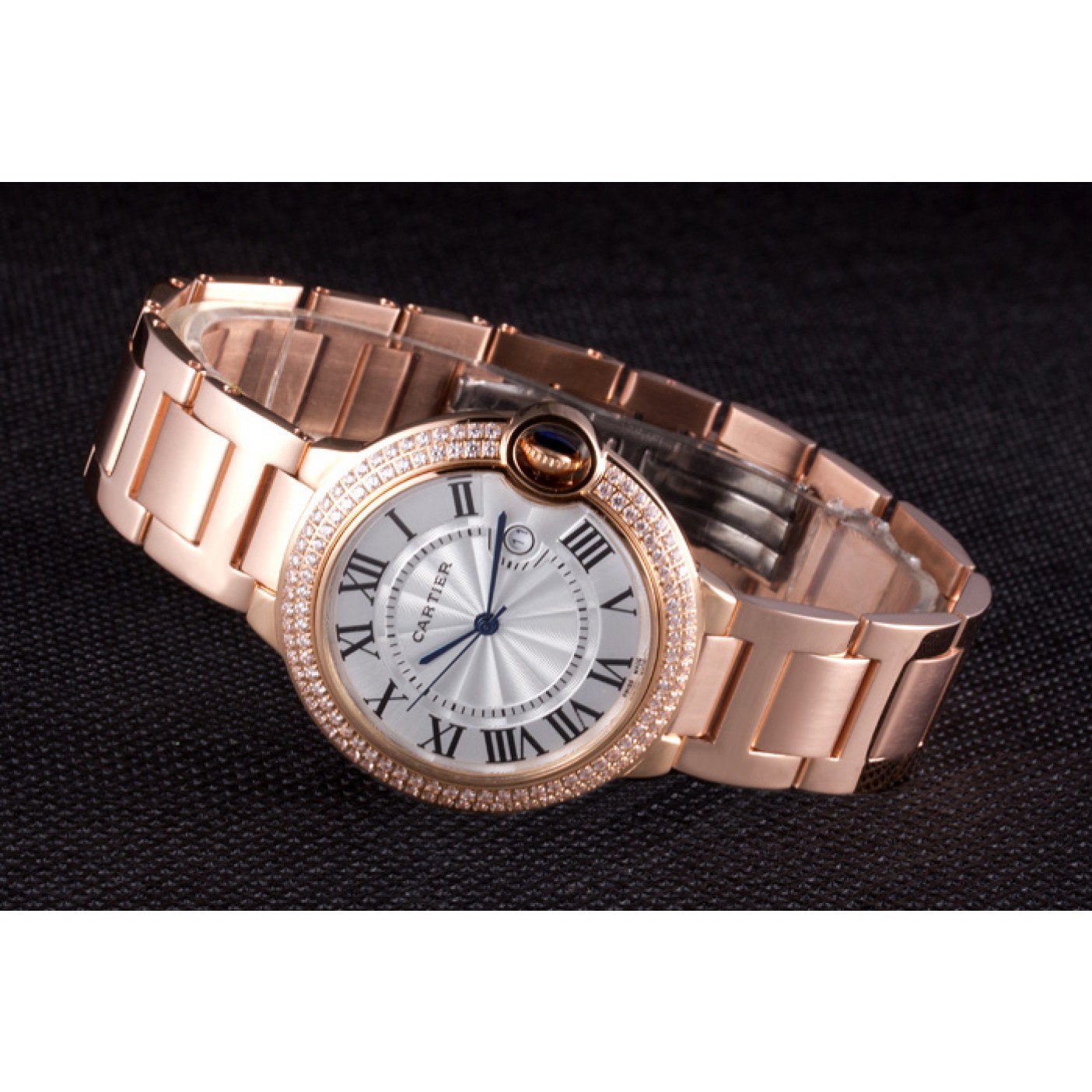 Cartier Ballon Bleu 42mm White Dial Diamonds Pink Gold Case And Bracelet